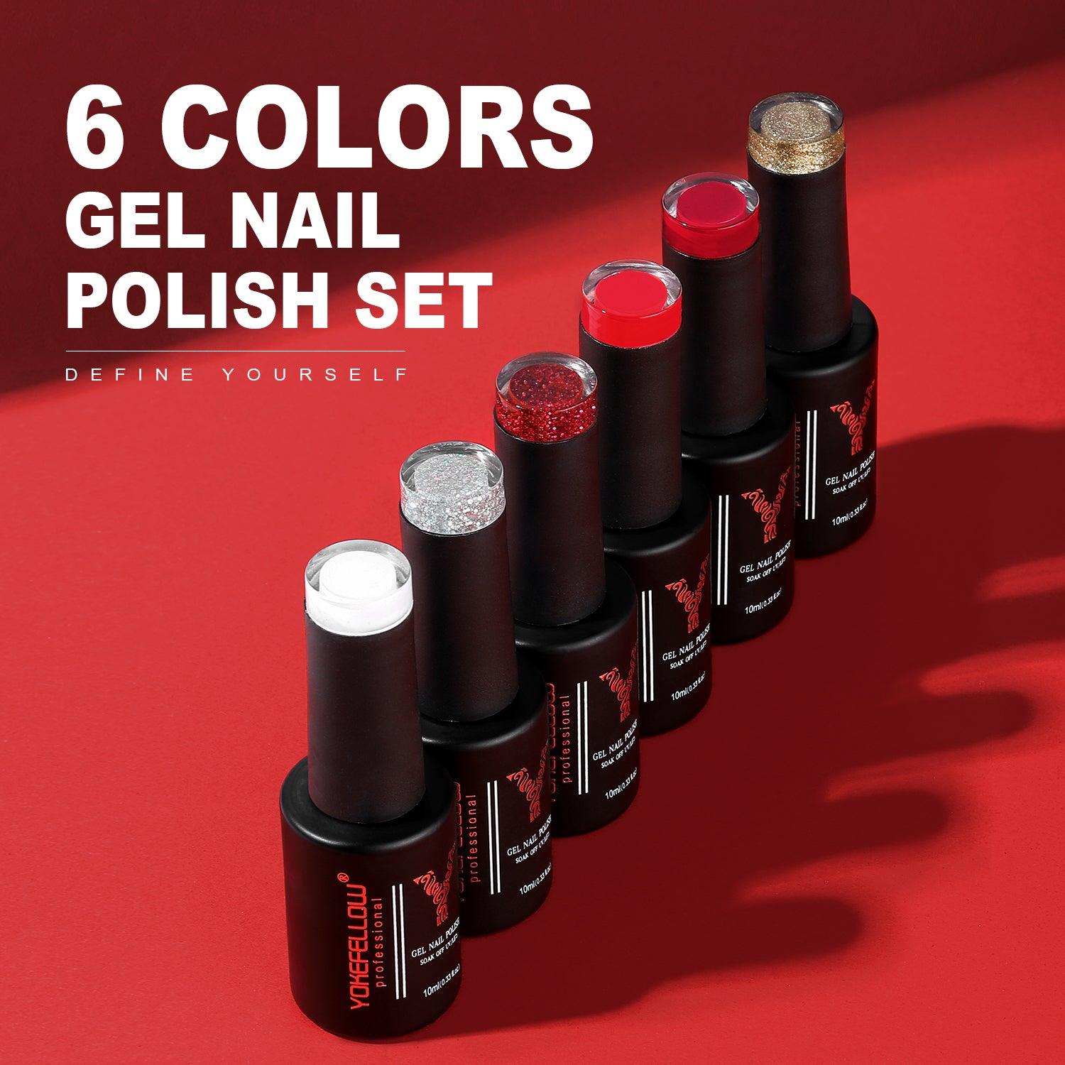 Coffret de 6 vernis à ongles gel de la série rouge