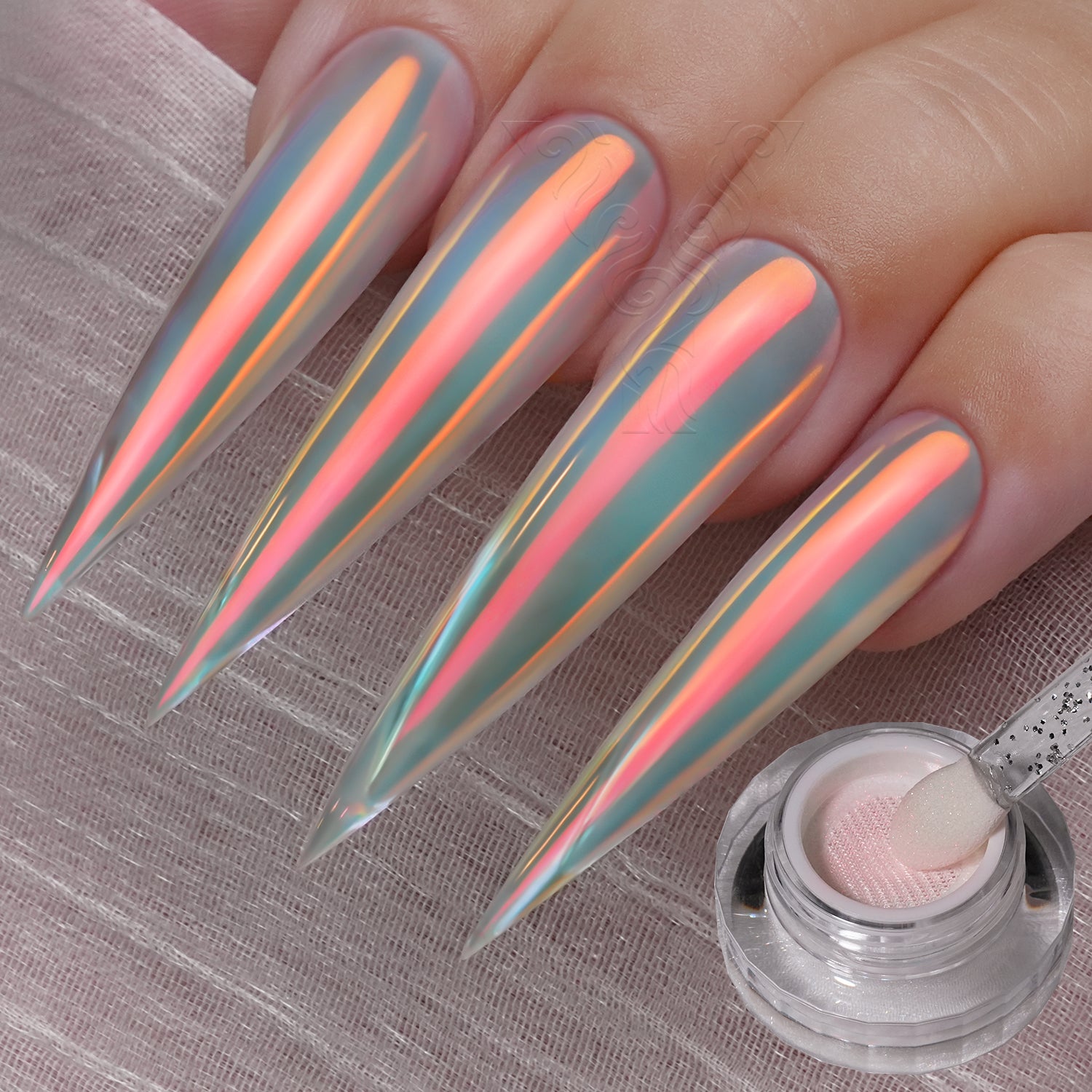GleamTap Cushion Shell Pearl White Chrome Nail Powder-GT213 Shell Pearl