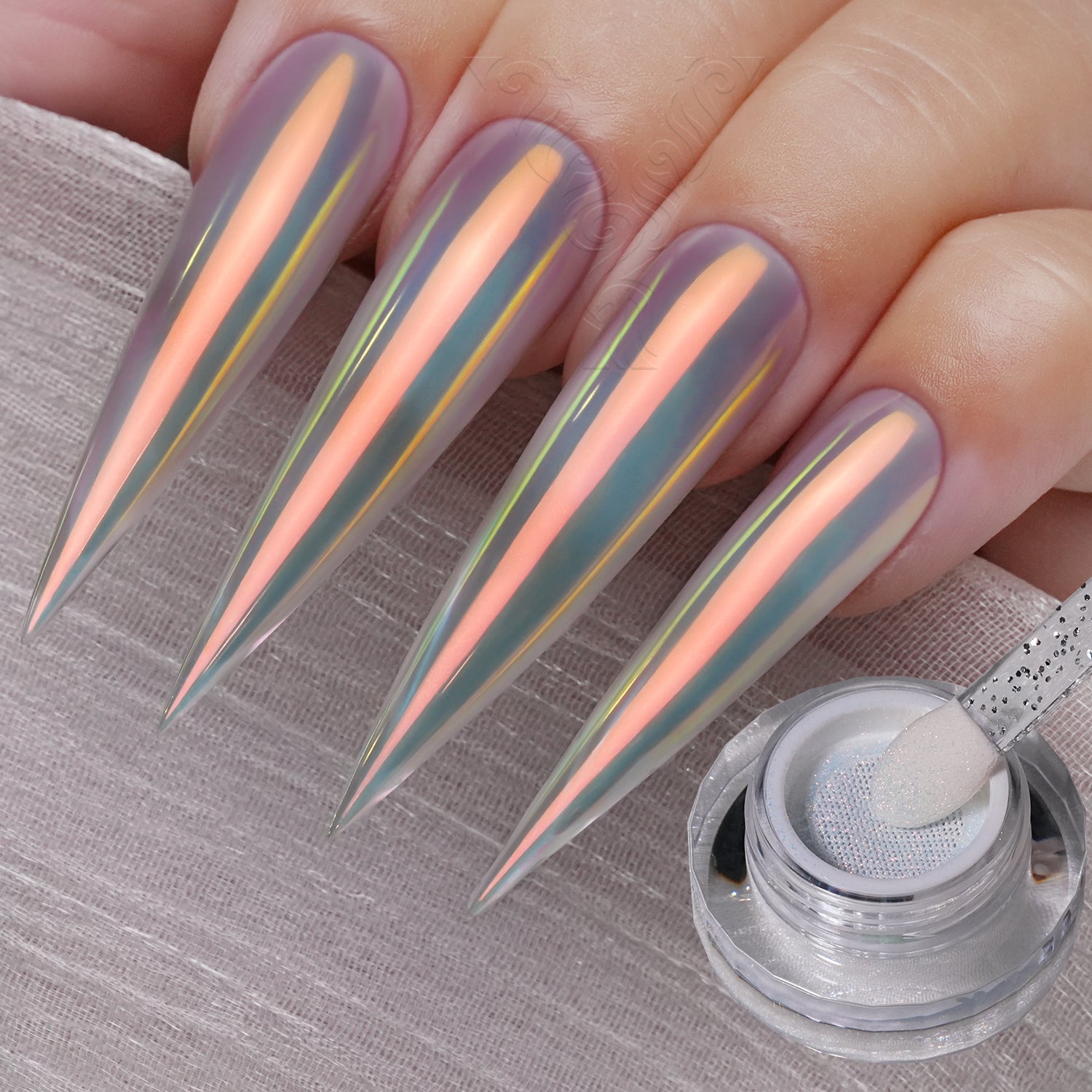 GleamTap Cushion Shell Pearl White Chrome Nail Powder-GT213 Shell Pearl