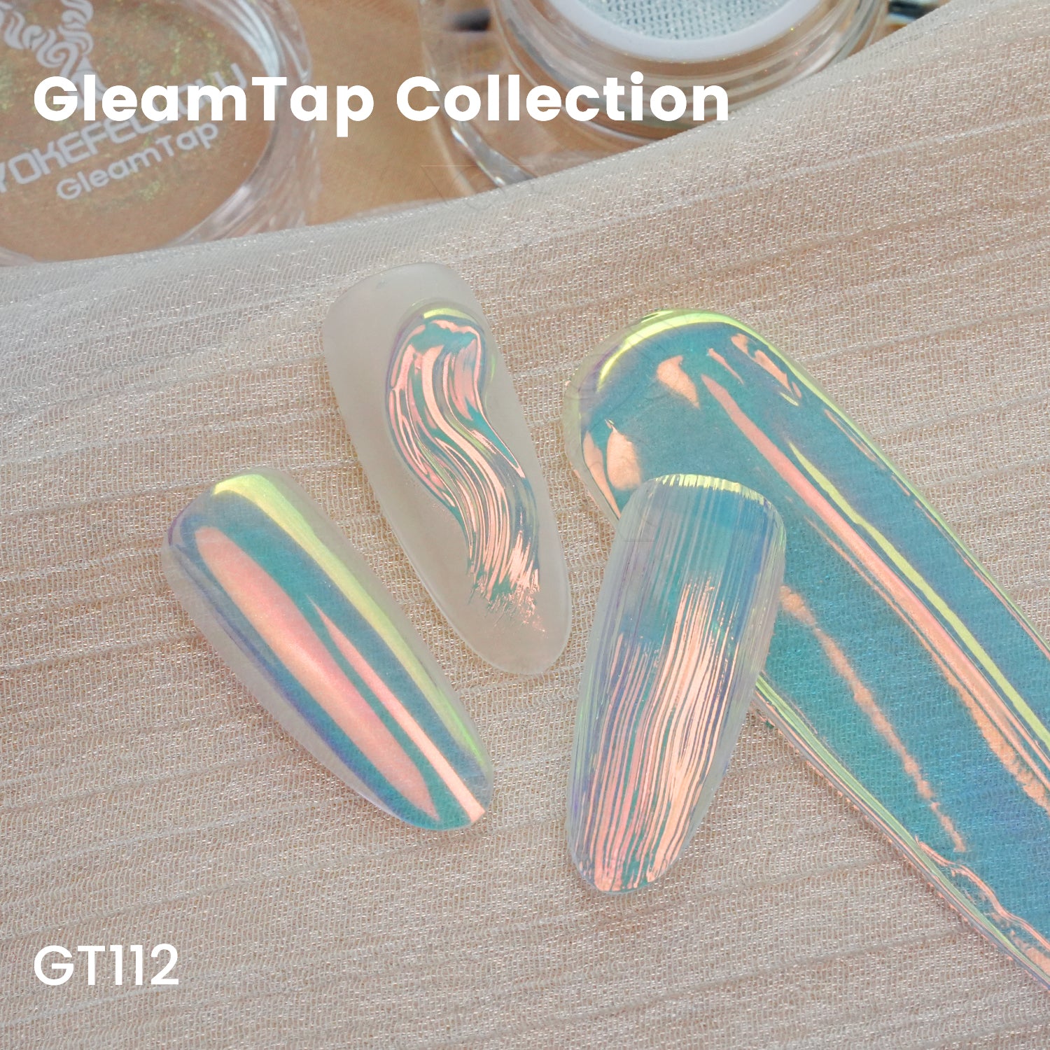 GleamTap Cushion Aurora Chrome Nail Powder-GT112 Golden Hour