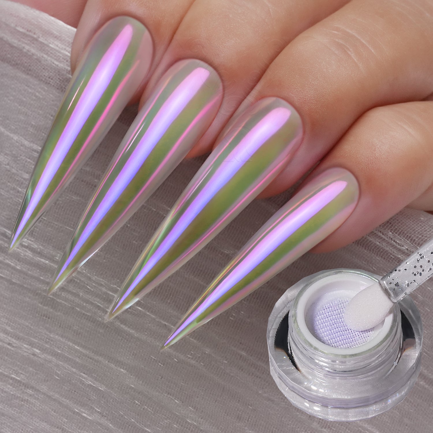 GleamTap Cushion Shell Pearl White Chrome Nail Powder-GT213 Shell Pearl