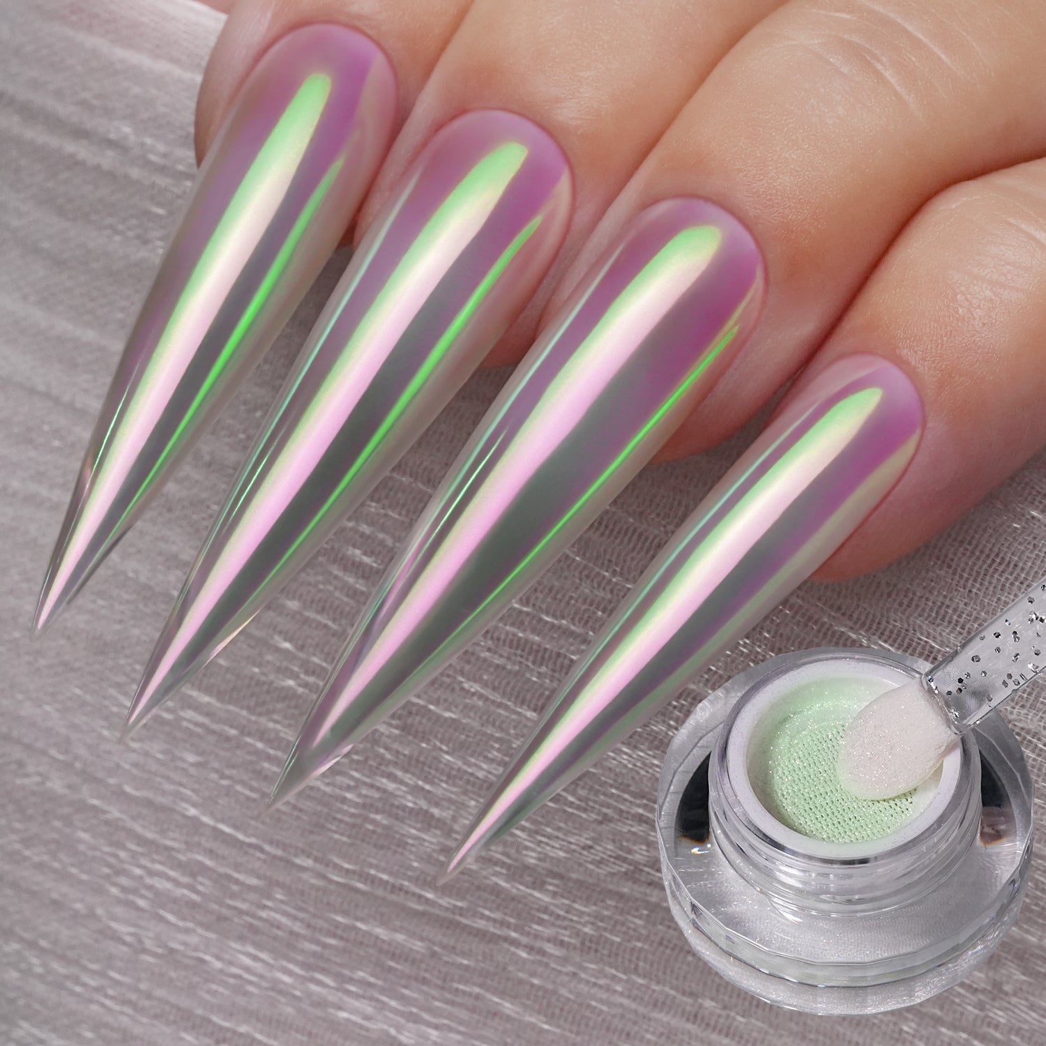GleamTap Cushion Shell Pearl White Chrome Nail Powder-GT213 Shell Pearl