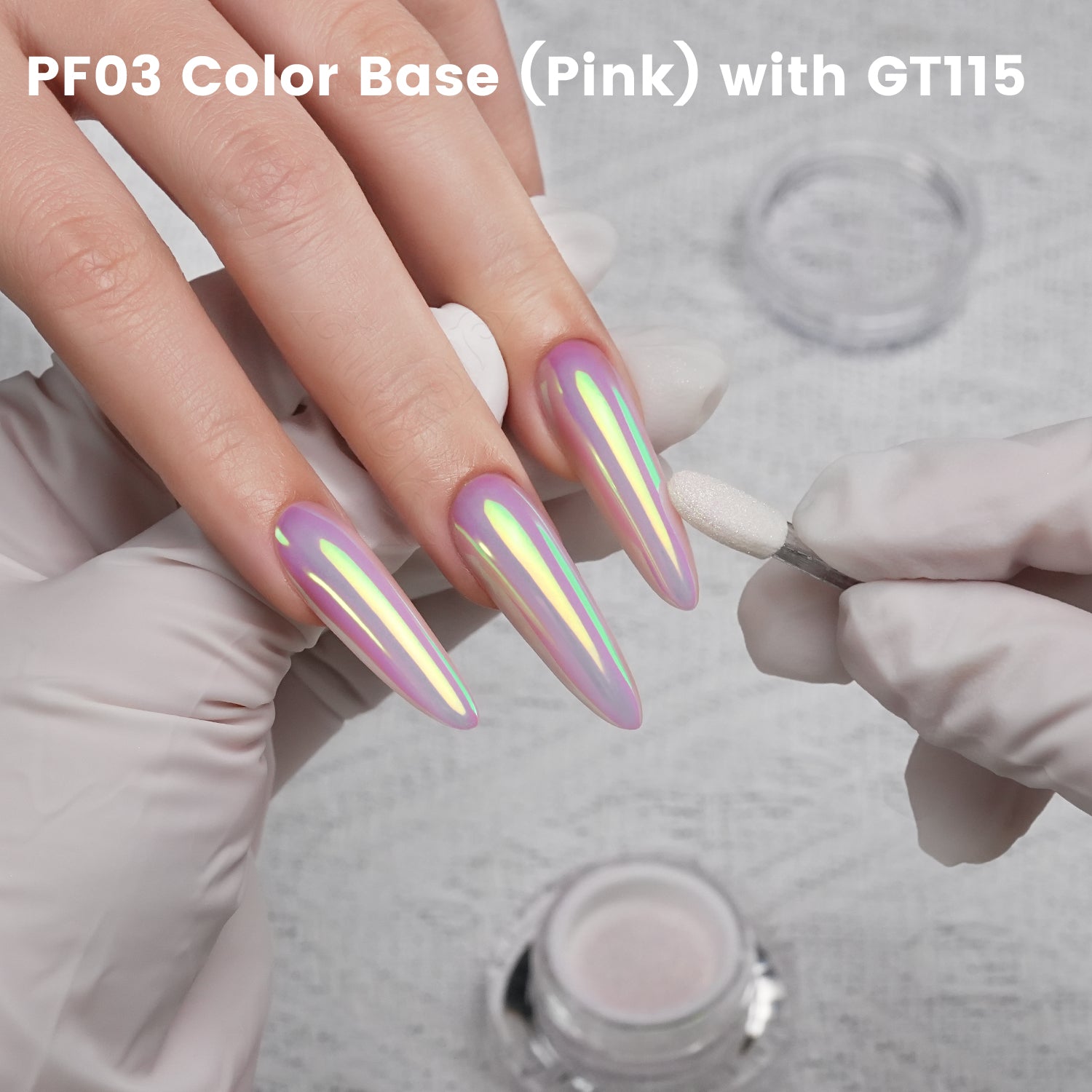 GleamTap Cushion Aurora Chrome Nail Powder -GT115 Ethereal