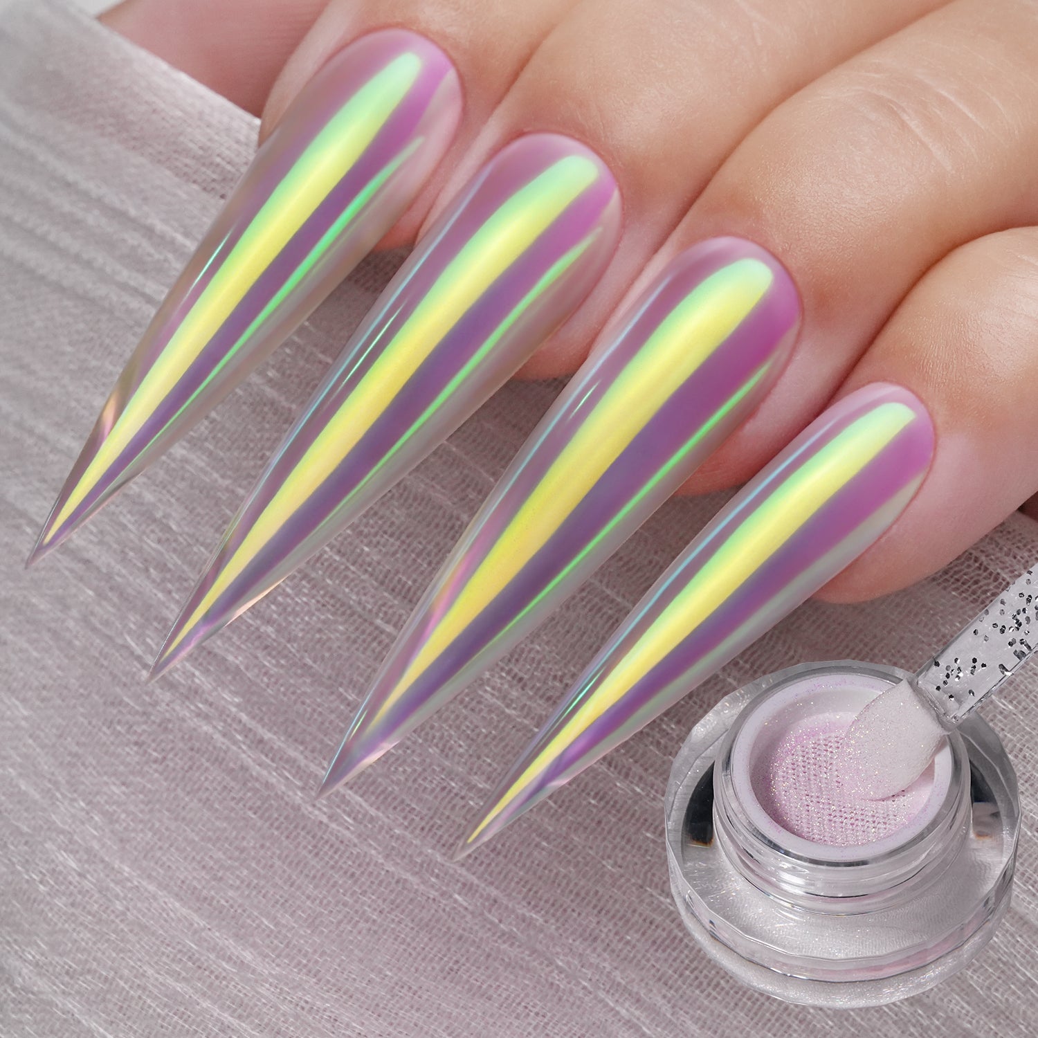 GleamTap Cushion Shell Pearl White Chrome Nail Powder-GT213 Shell Pearl