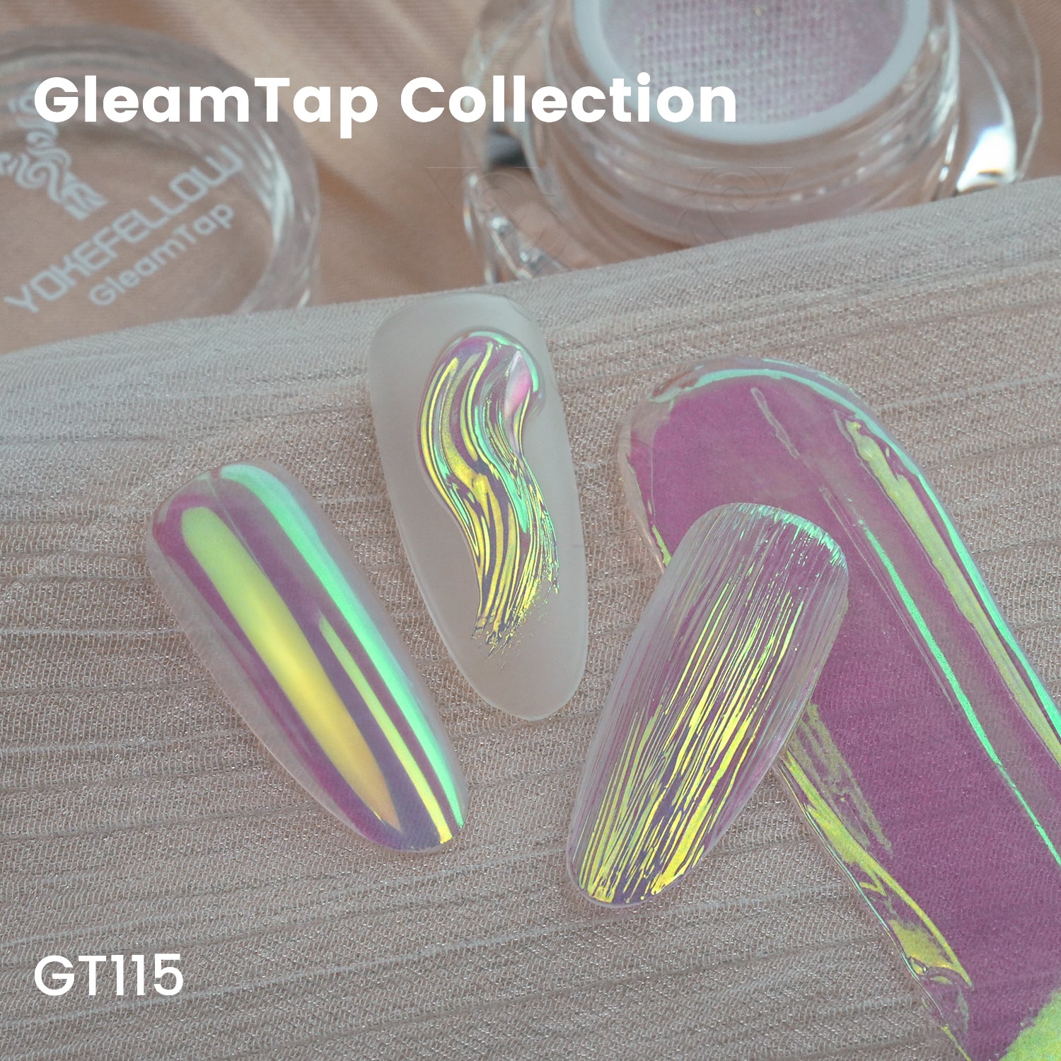 GleamTap Cushion Aurora Chrome Nail Powder -GT115 Ethereal