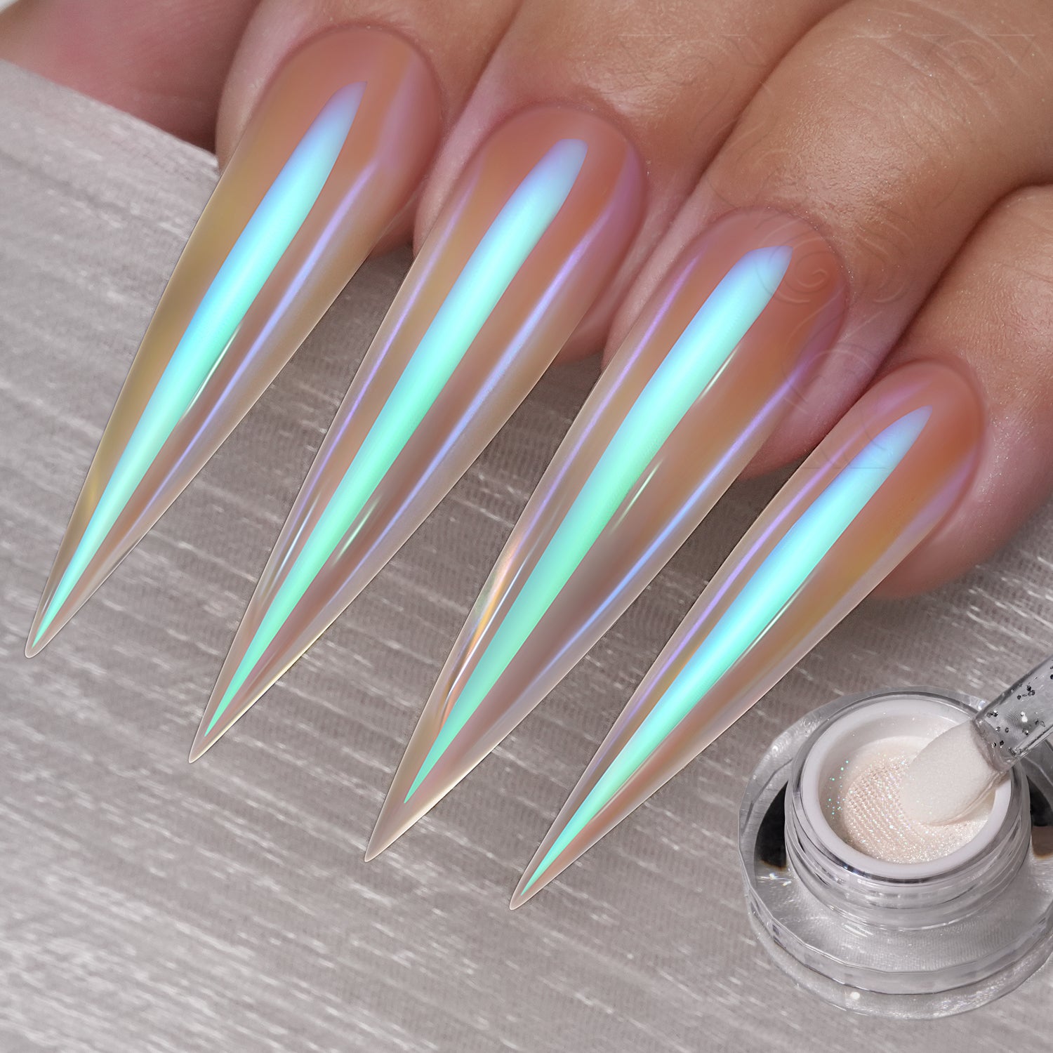 GleamTap Cushion Shell Pearl White Chrome Nail Powder-GT213 Shell Pearl