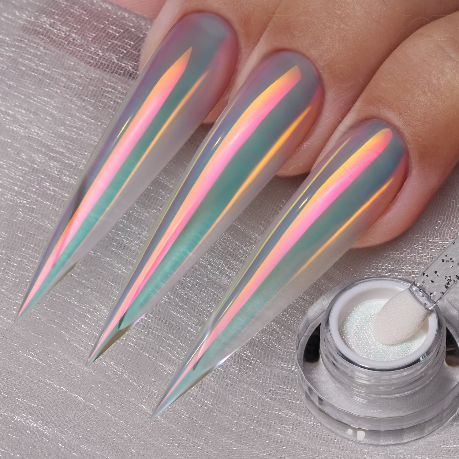 GleamTap Cushion Shell Pearl White Chrome Nail Powder-GT213 Shell Pearl