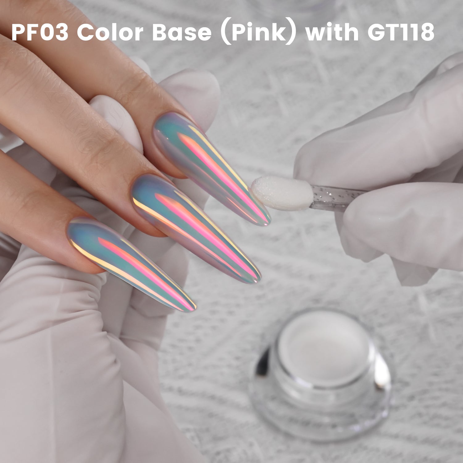 GleamTap Cushion Aurora Chrome Nail Powder -GT118 Blush Tide