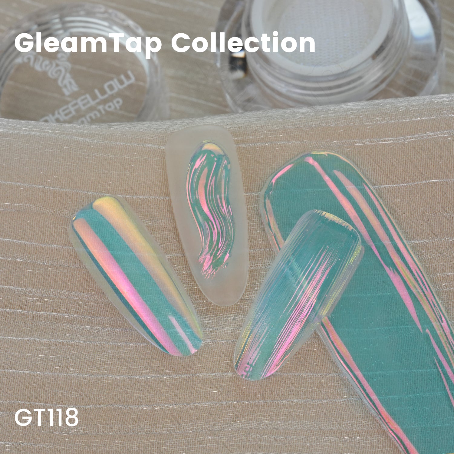 GleamTap Cushion Aurora Chrome Nail Powder -GT118 Blush Tide