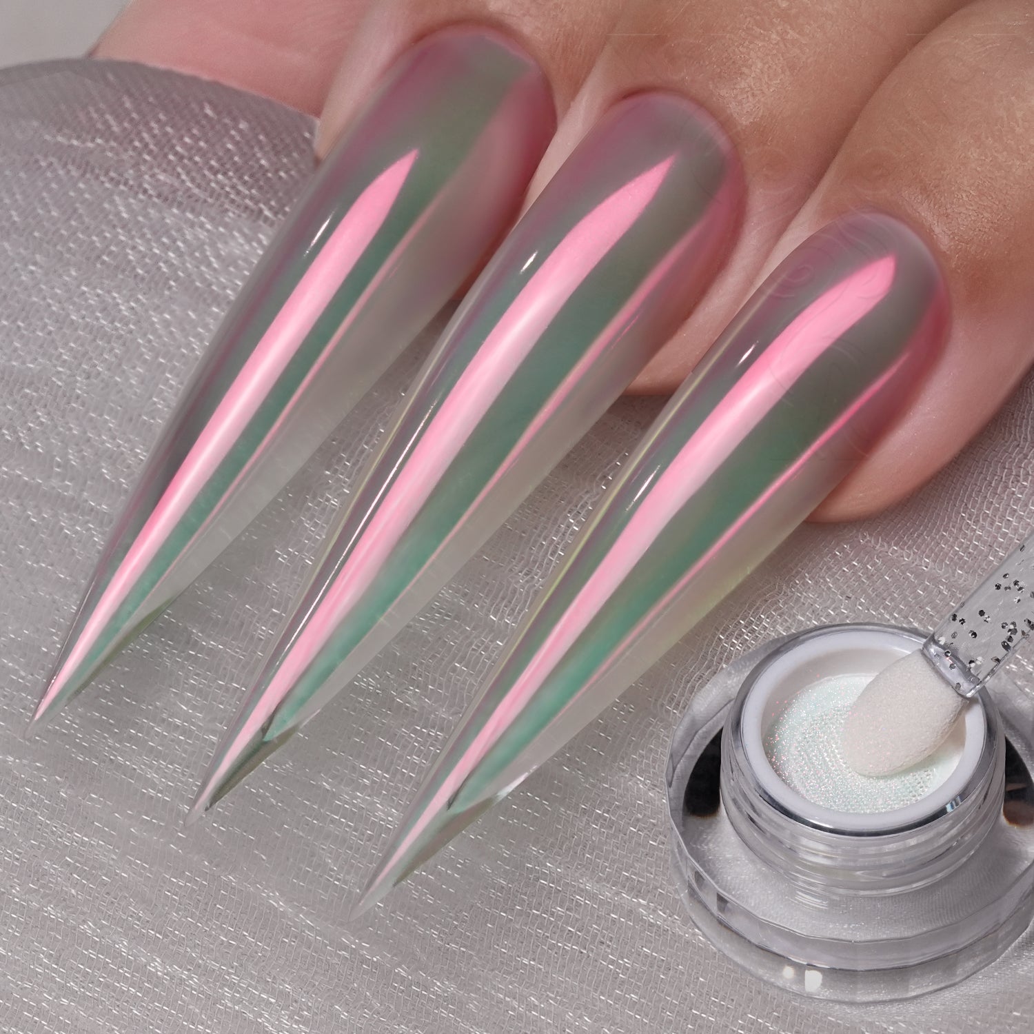 GleamTap Cushion Shell Pearl White Chrome Nail Powder-GT213 Shell Pearl