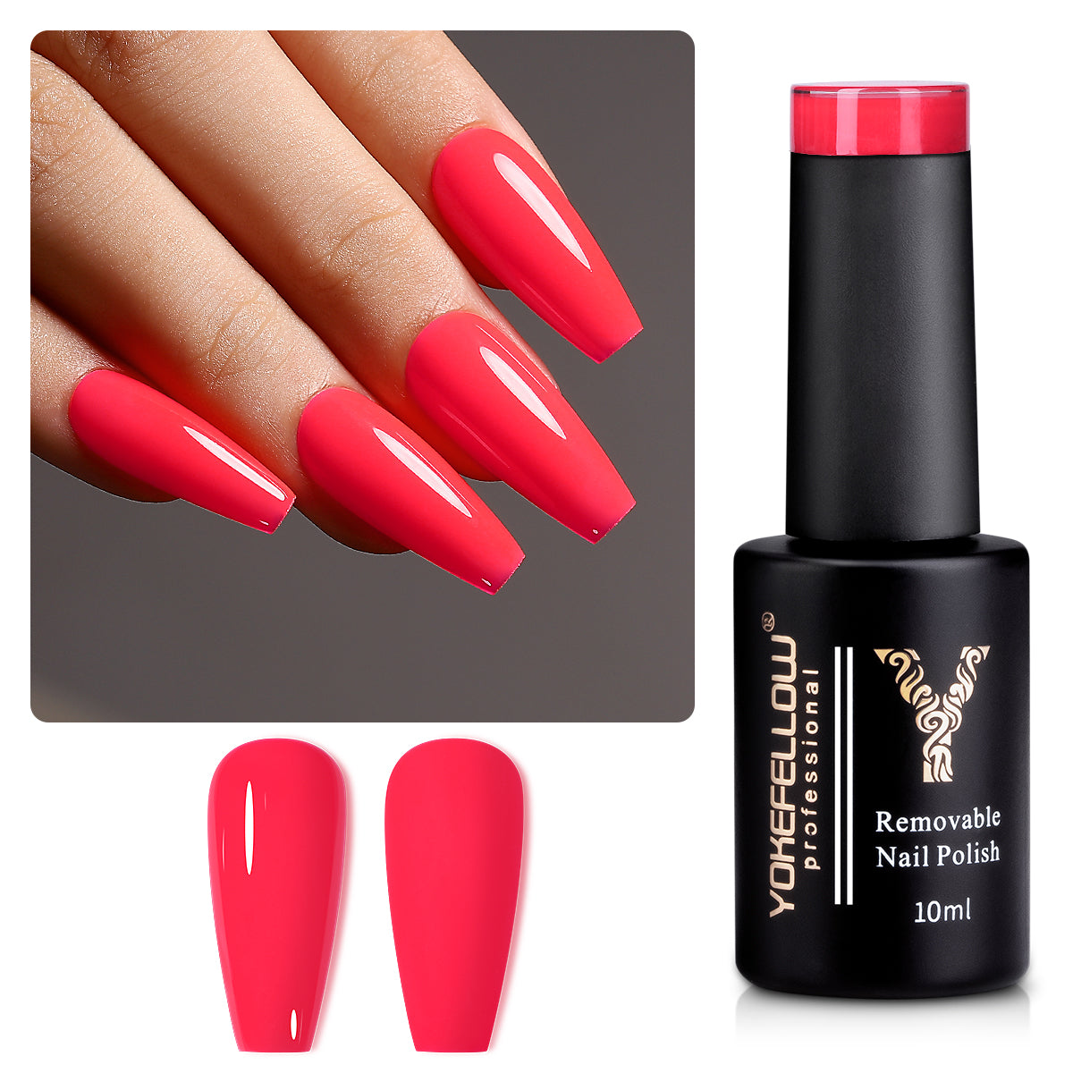 10ml Red Solid Color Gel Polish Yokefellow Soak Off Gel Polish For 