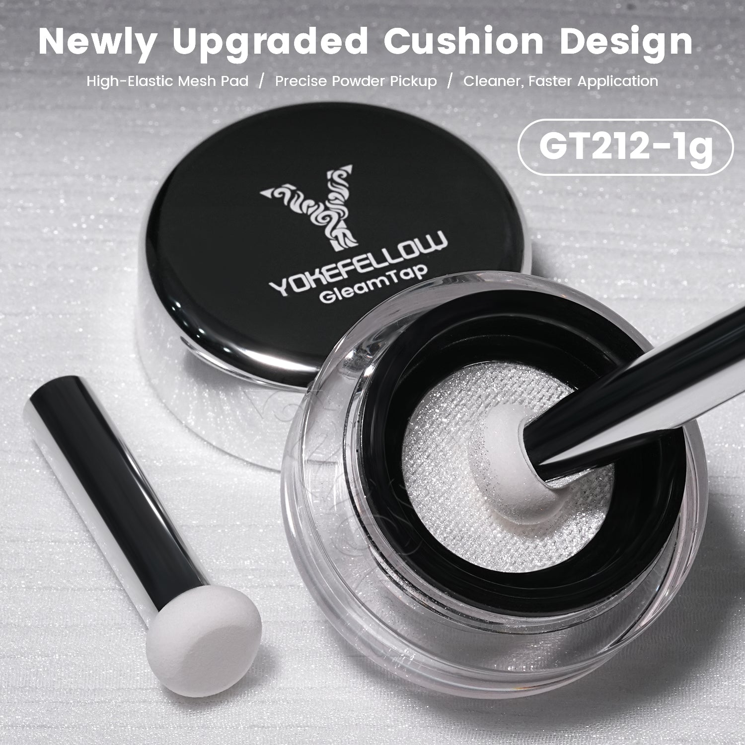 GleamTap Cushion Silvery Pearl Chrome Nail Powder 1g-GT212 Silvery Pearl