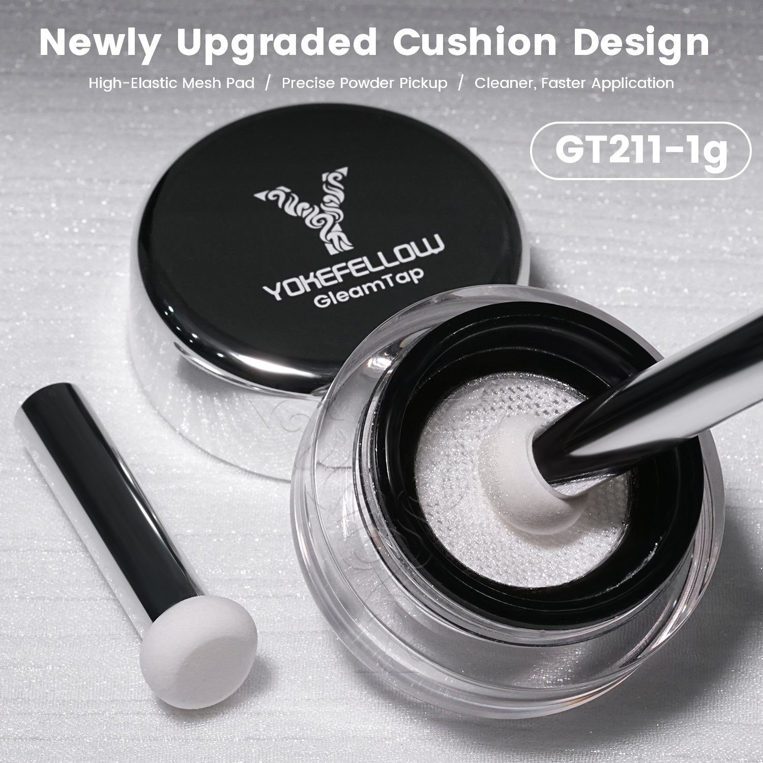GleamTap Cushion Magic White Chrome Nail Powder 1g-GT211 Magic White