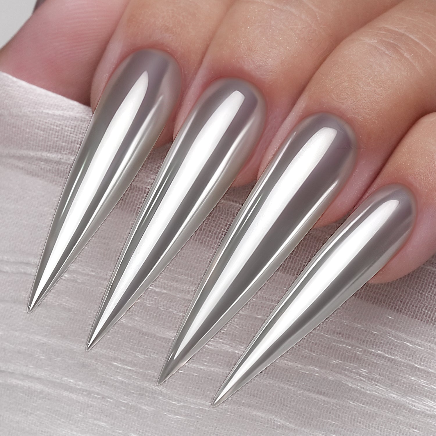 GleamTap Cushion Silvery Pearl Chrome Nail Powder 1g-GT212 Silvery Pearl