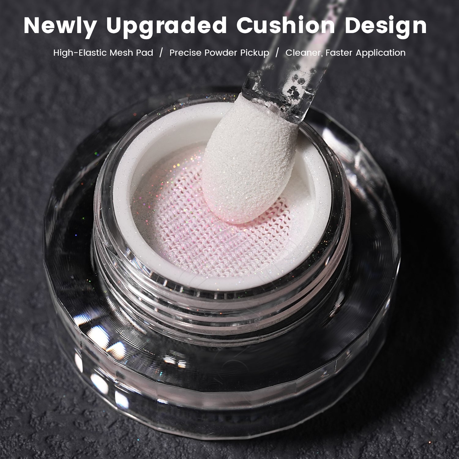 GleamTap Cushion Holographic Aurora Chrome Nail Powder-GT311 Pinkstar Prism