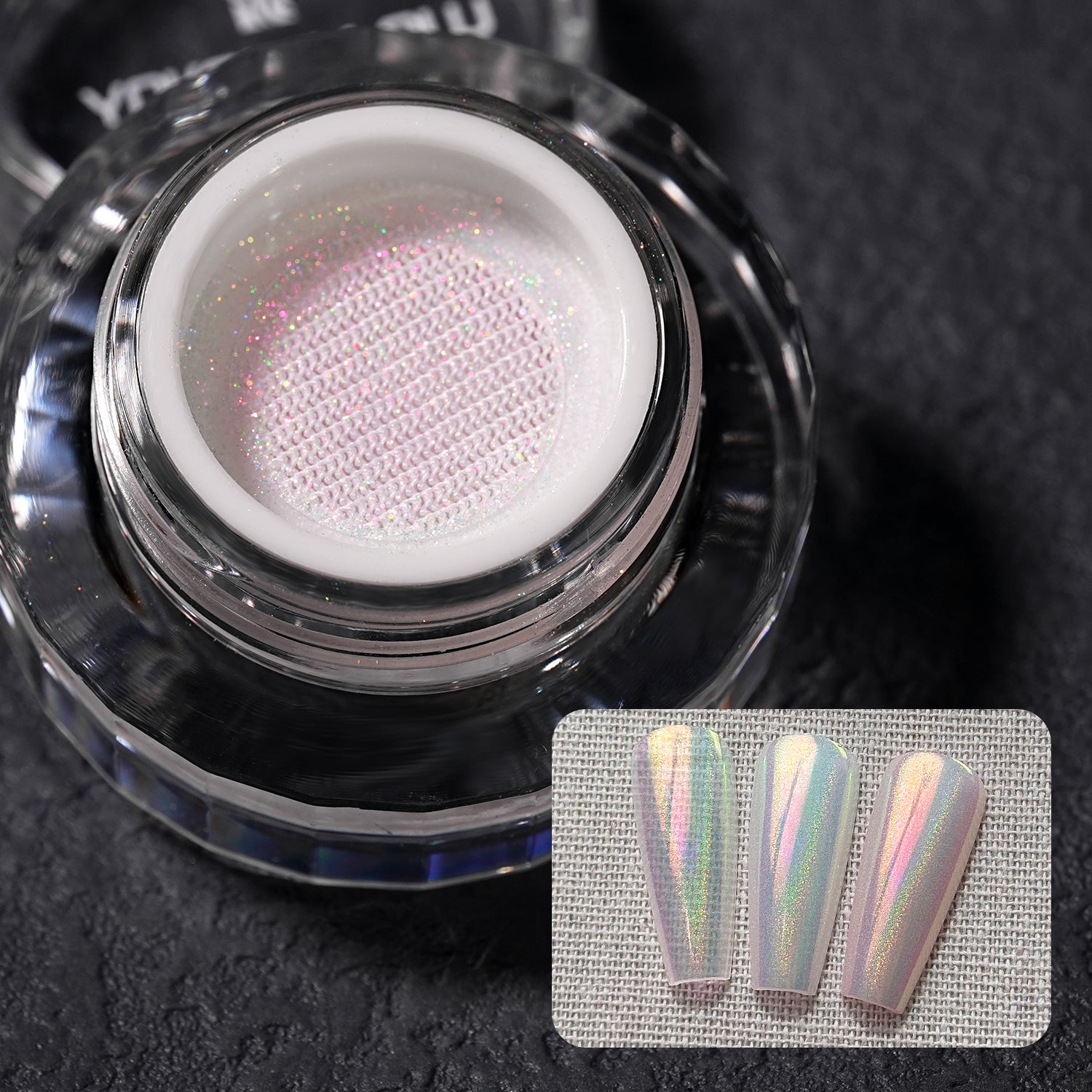 GleamTap Cushion Holographic Aurora Chrome Nail Powder-GT311 Pinkstar Prism