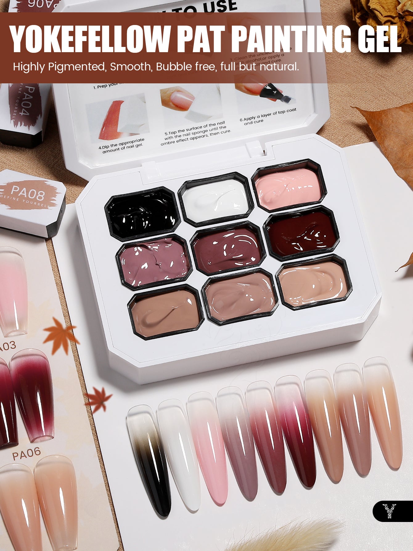 9 Colors Pat Painting Gel Set-9KIT-PAT001