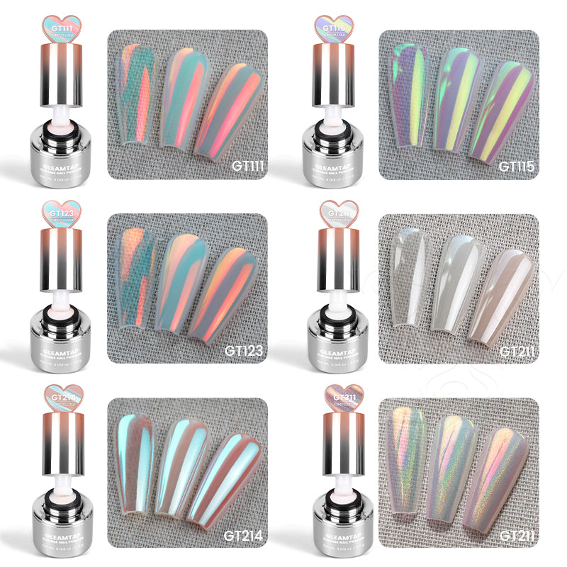 GleamTap Cushion Chrome Nail Powder with Sponges Patting-0.5g-GT111 Afterglow
