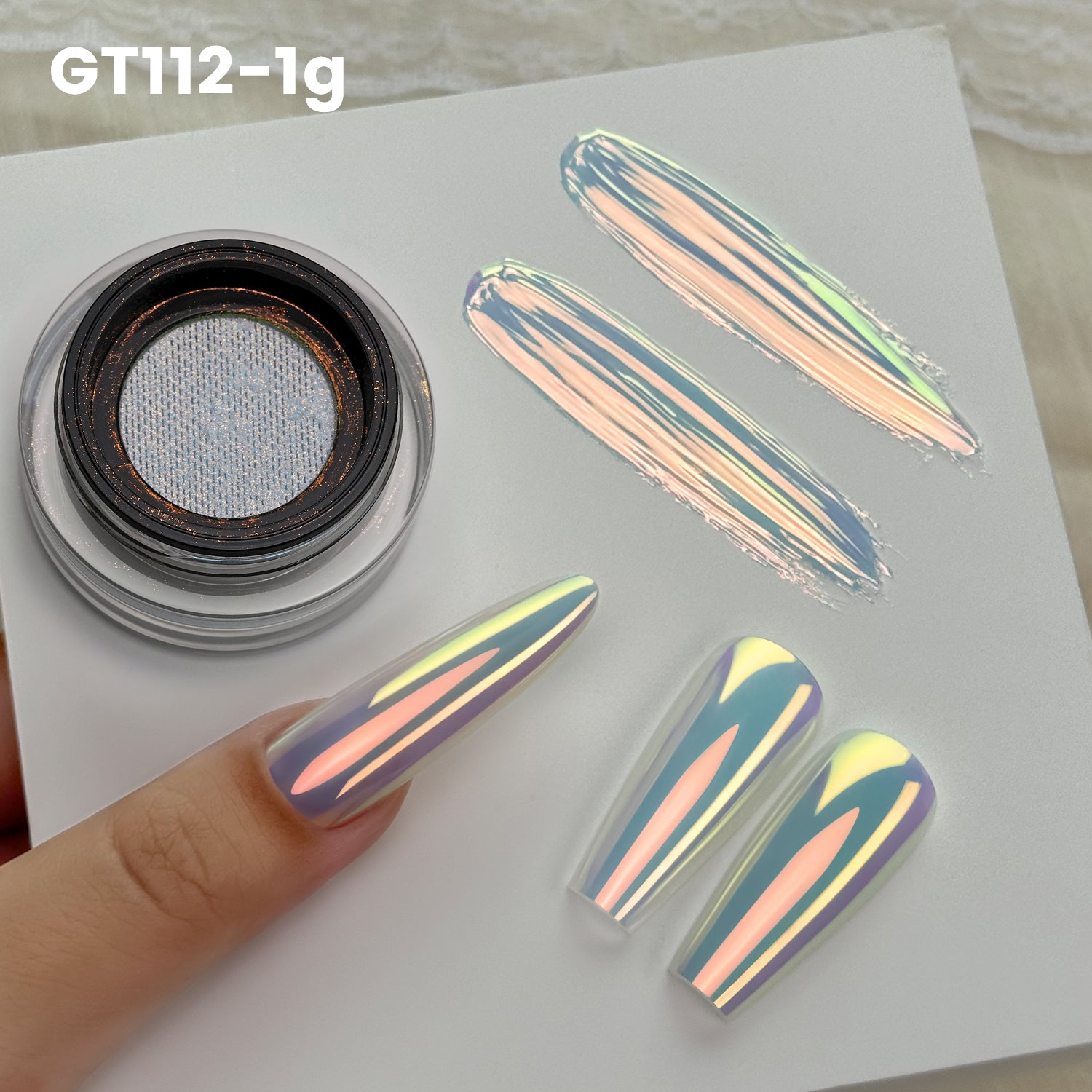 GleamTap Cushion Aurora Chrome Nail Powder -GT118 Blush Tide