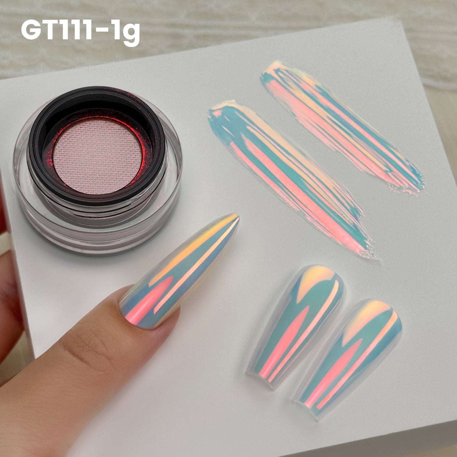 GleamTap Cushion Aurora Chrome Nail Powder Set-GT117-122