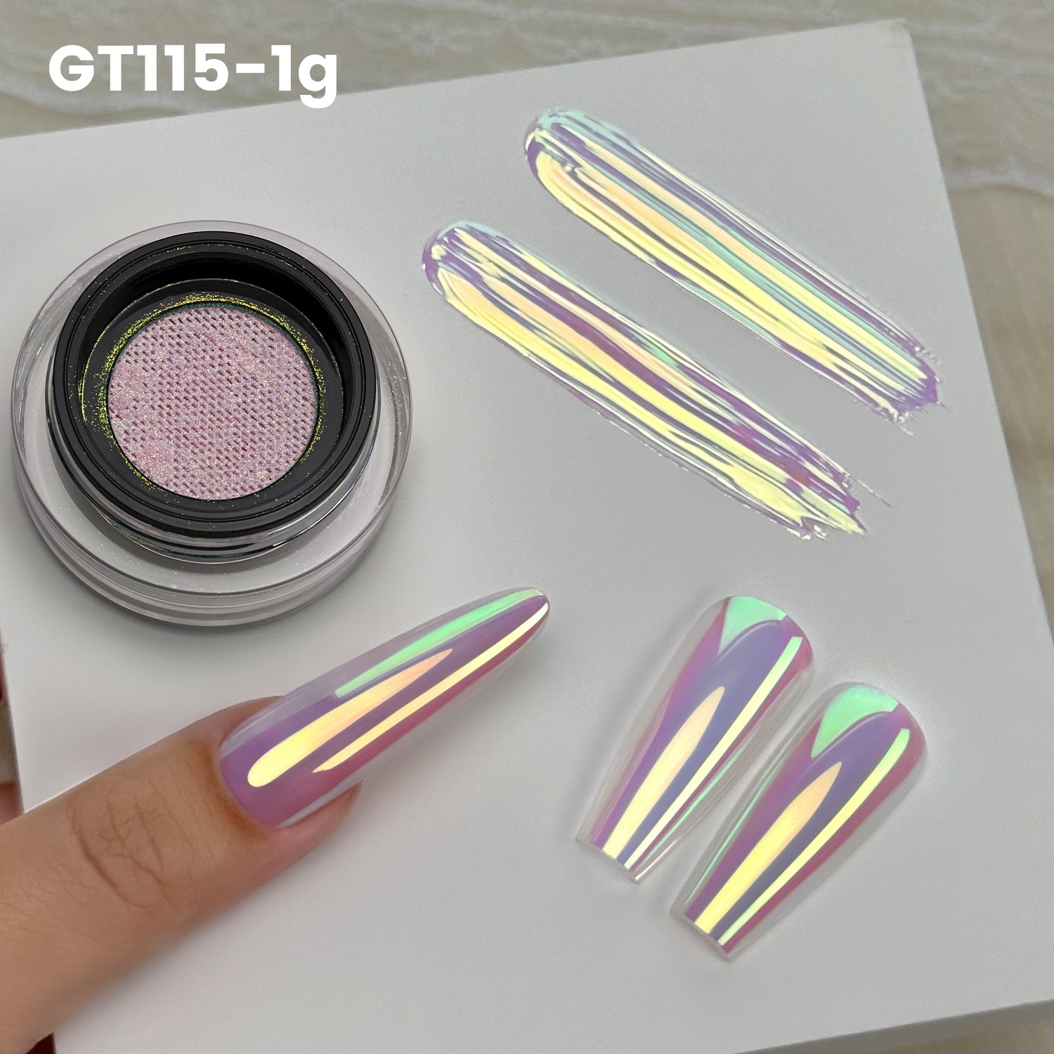 GleamTap Cushion Aurora Chrome Nail Powder Set-GT117-122