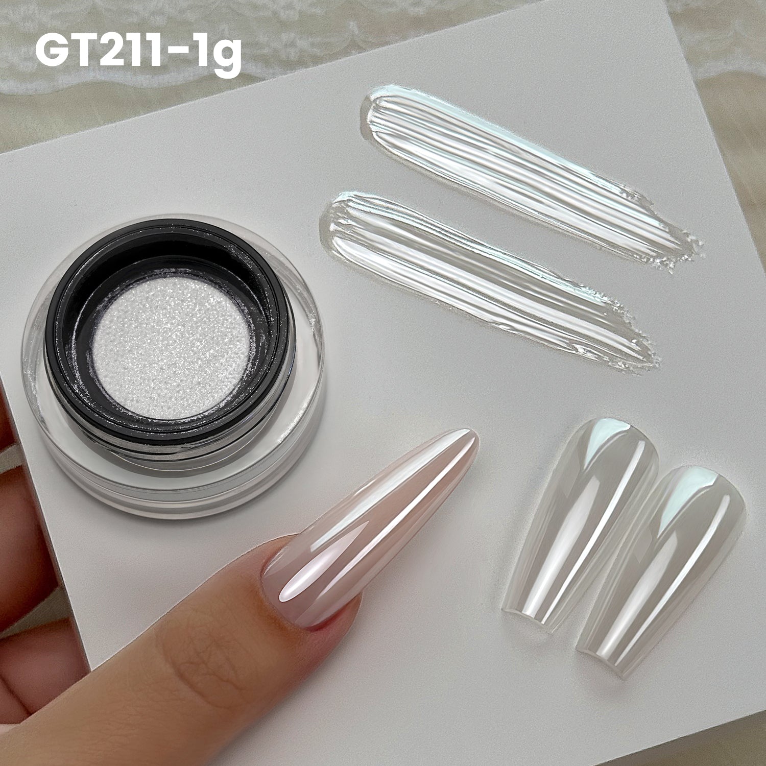 GleamTap Cushion Aurora Chrome Nail Powder -GT119 Whisper