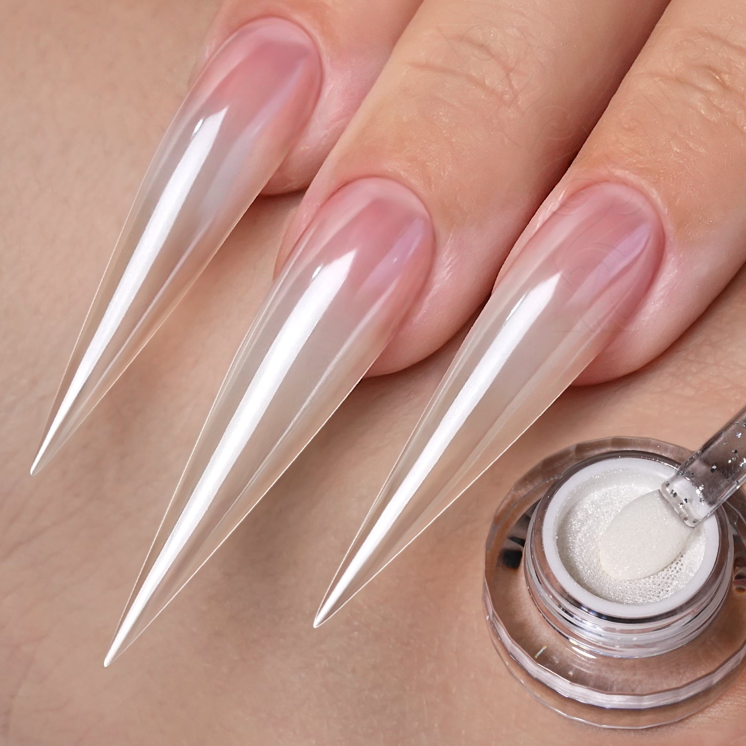 GleamTap Cushion Shell Pearl White Chrome Nail Powder-GT213 Shell Pearl