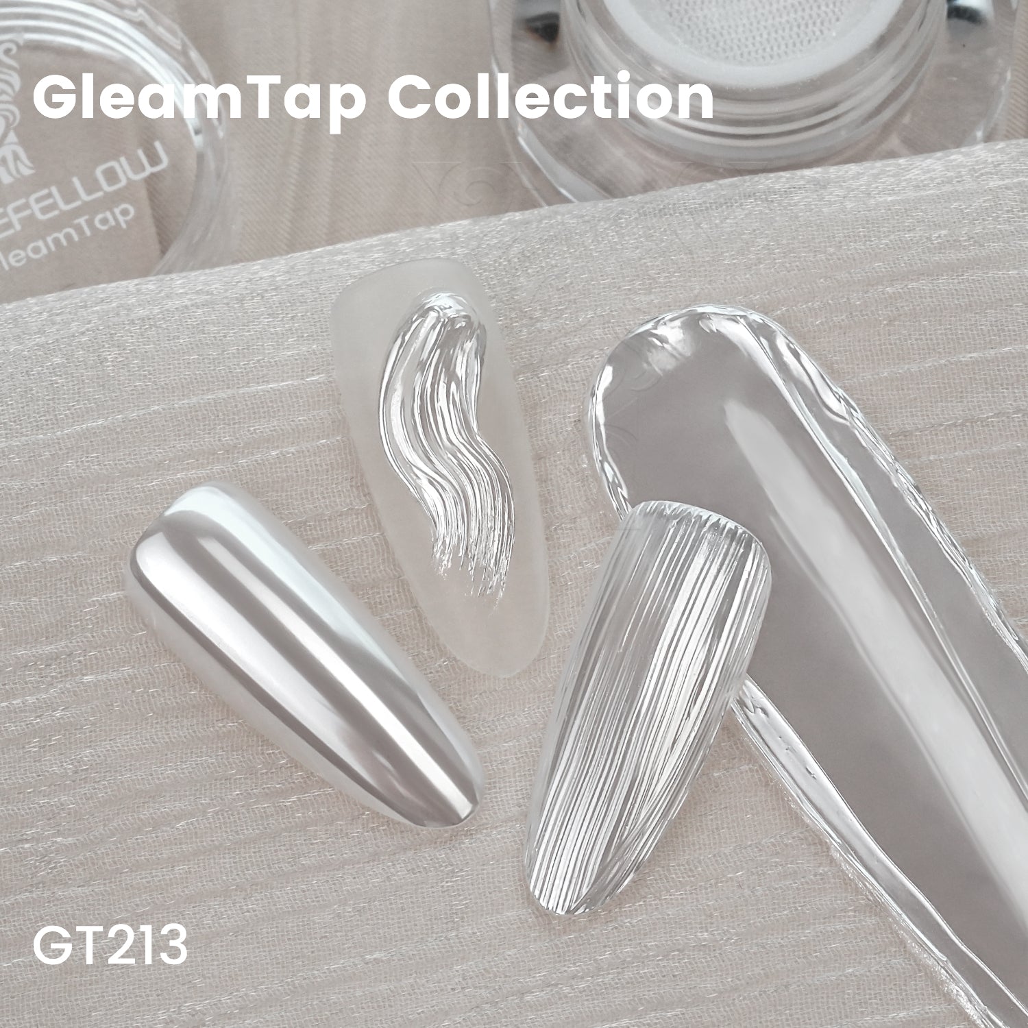 GleamTap Cushion Shell Pearl White Chrome Nail Powder-GT213 Shell Pearl