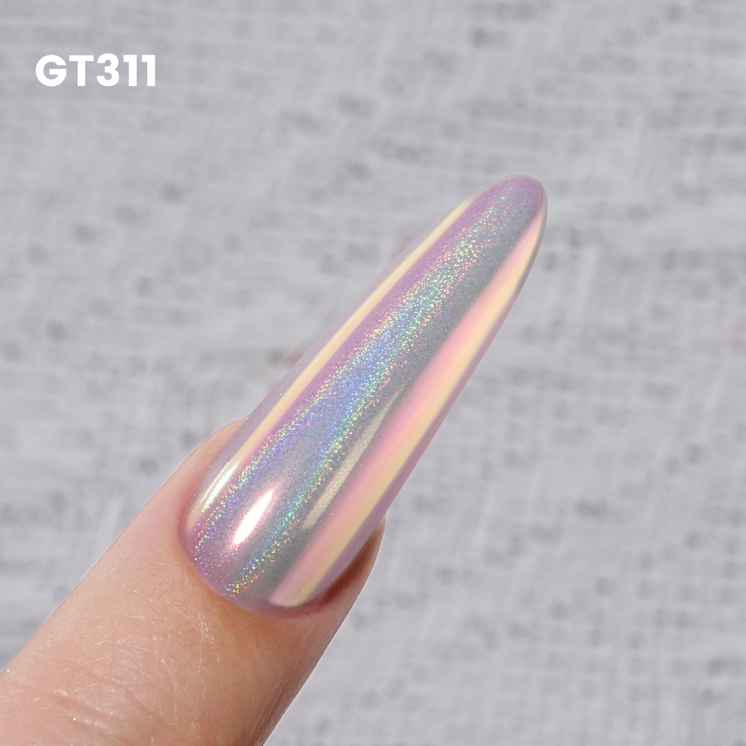 GleamTap Cushion Holographic Aurora Chrome Nail Powder-GT311 Pinkstar Prism