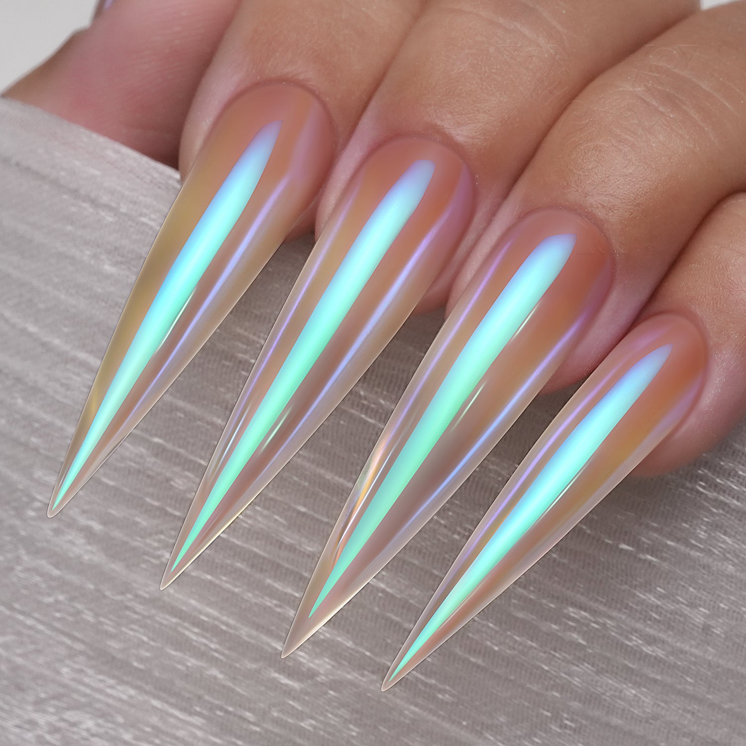 YOKEFELLOW GleamTap Cushion Holographic Aurora Chrome Nail Powder-GT311 Prisma Rosado