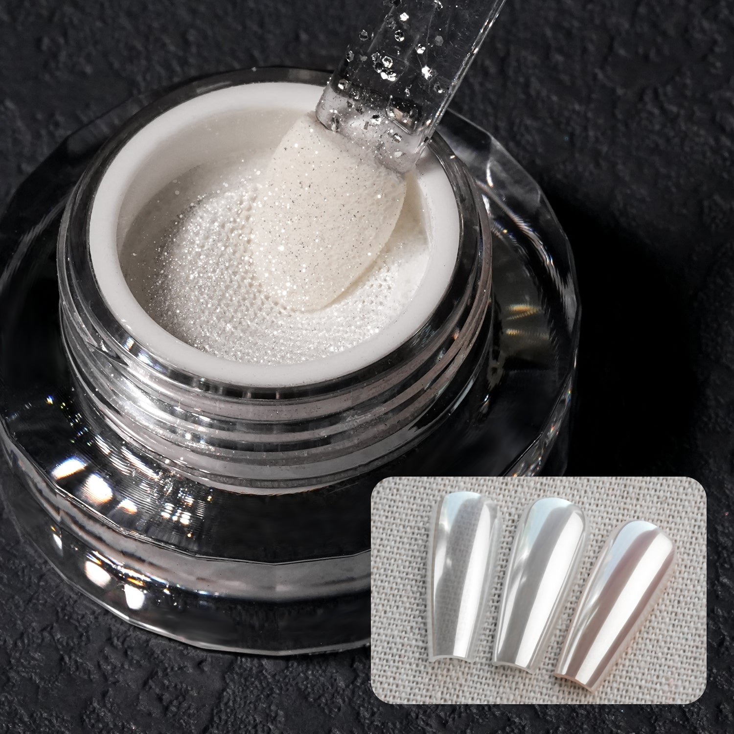 GleamTap Cushion Silvery Pearl Chrome Nail Powder-GT212 Silvery Pearl