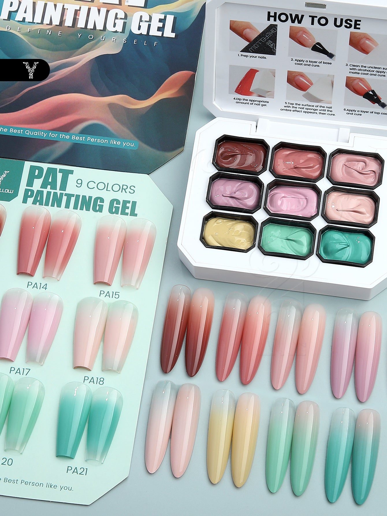 9 Colors Pat Painting Gel Set-9KIT-PAT002