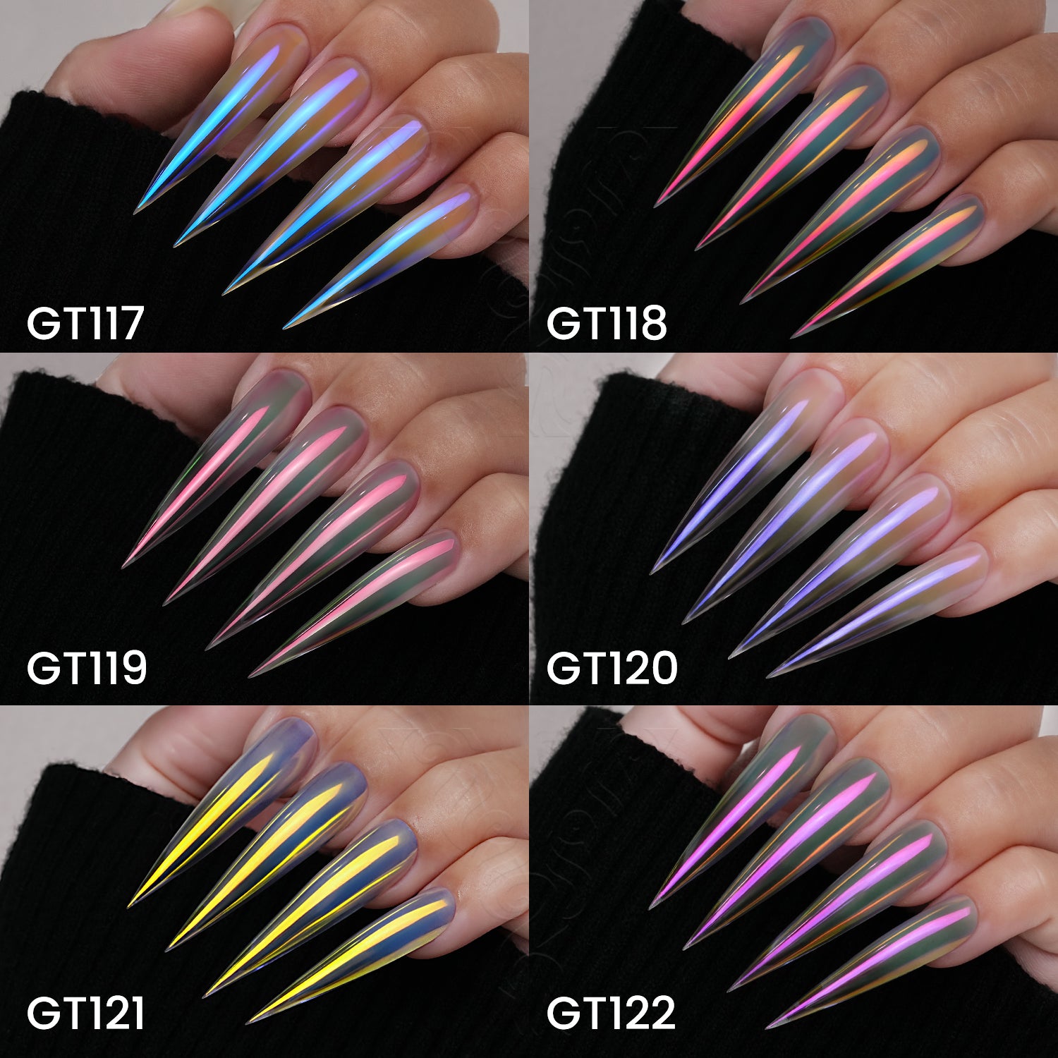 GleamTap Cushion Aurora Chrome Nail Powder Set-GT117-122