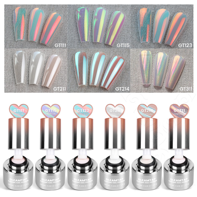 GleamTap Cushion Chrome Nail Powder with Sponges Patting-0.5g-GT211 Magic White
