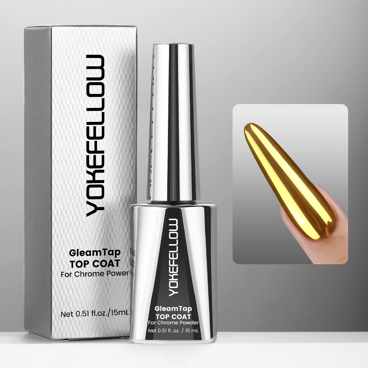 GleamTap Cushion Chrome Nail Powder with Sponges Patting-0.5g-GT211 Magic White
