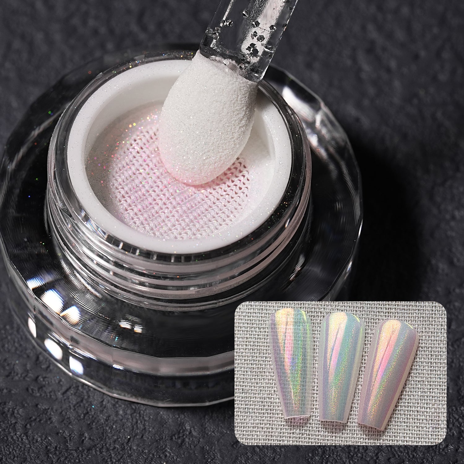 GleamTap Cushion Holographic Aurora Chrome Nail Powder-GT311 Pinkstar Prism