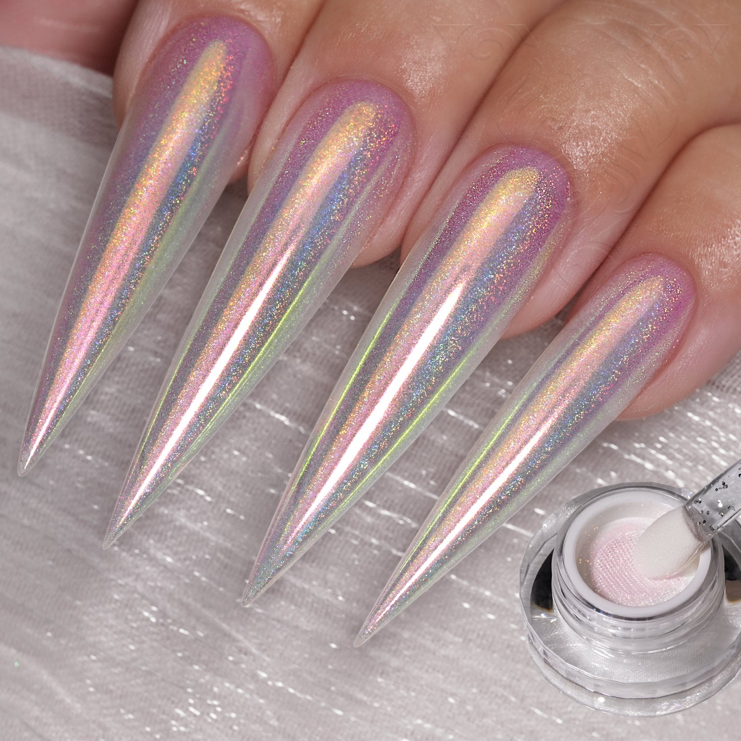 GleamTap Cushion Shell Pearl White Chrome Nail Powder-GT213 Shell Pearl