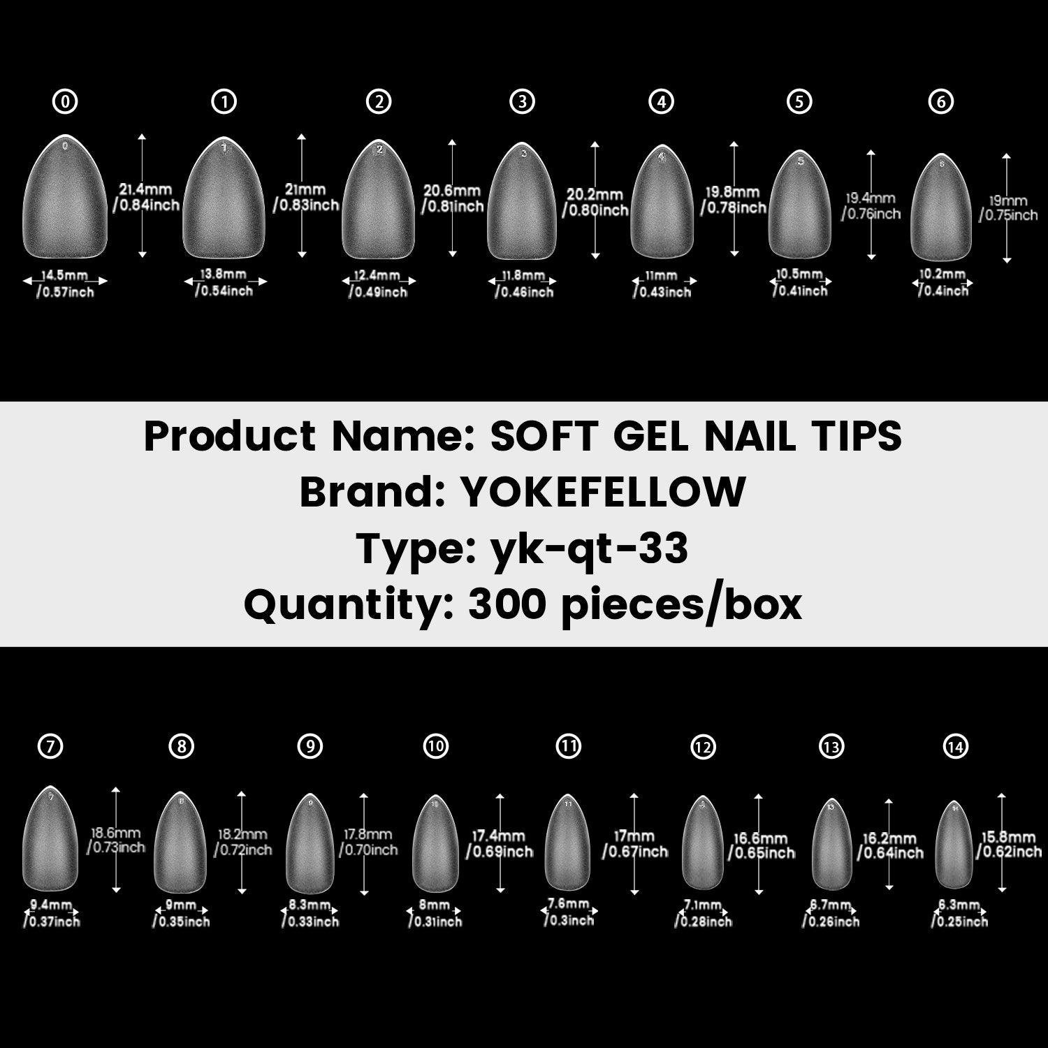 300PCS Soft Gel Nail Tips-YK-QT-33