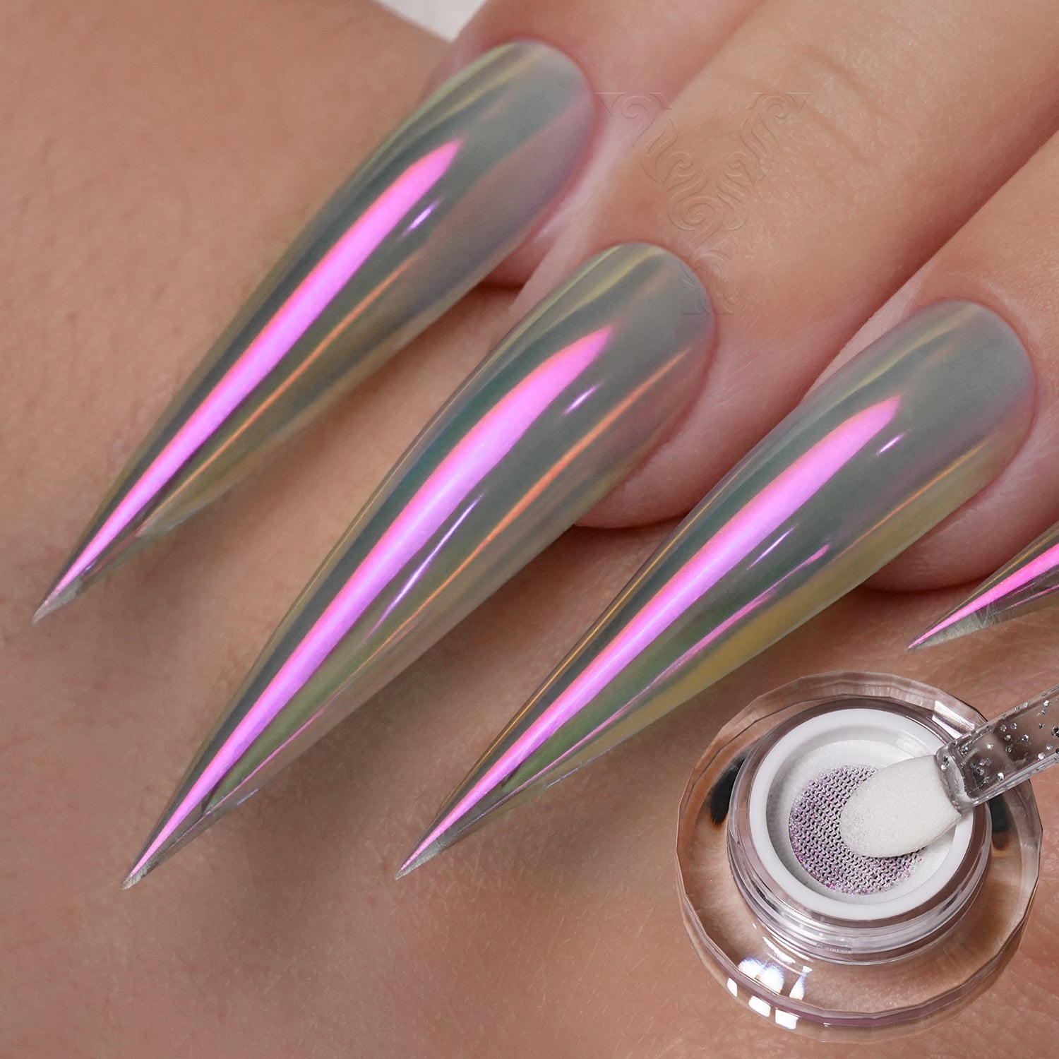 GleamTap Cushion Shell Pearl White Chrome Nail Powder-GT213 Shell Pearl