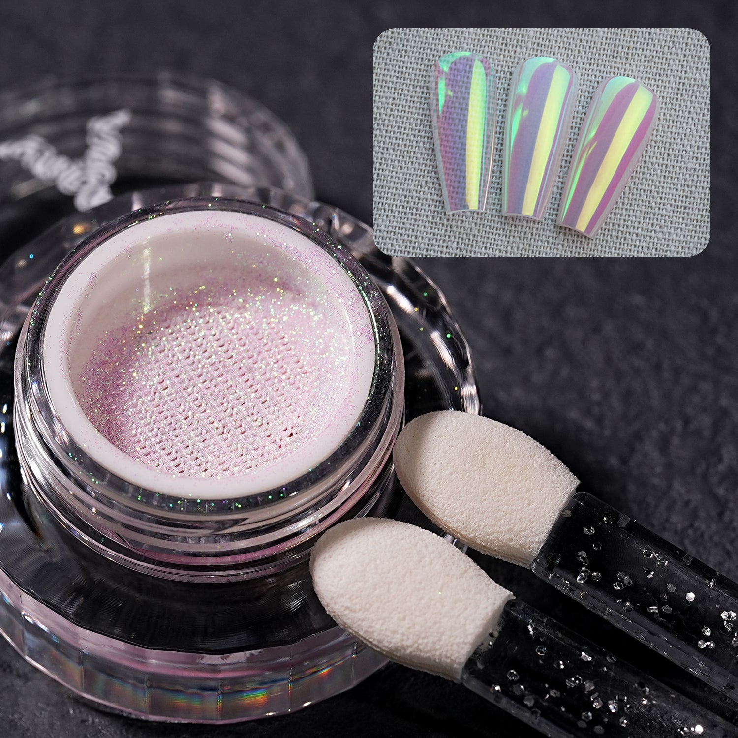 GleamTap Cushion Aurora Chrome Nail Powder -GT115 Ethereal