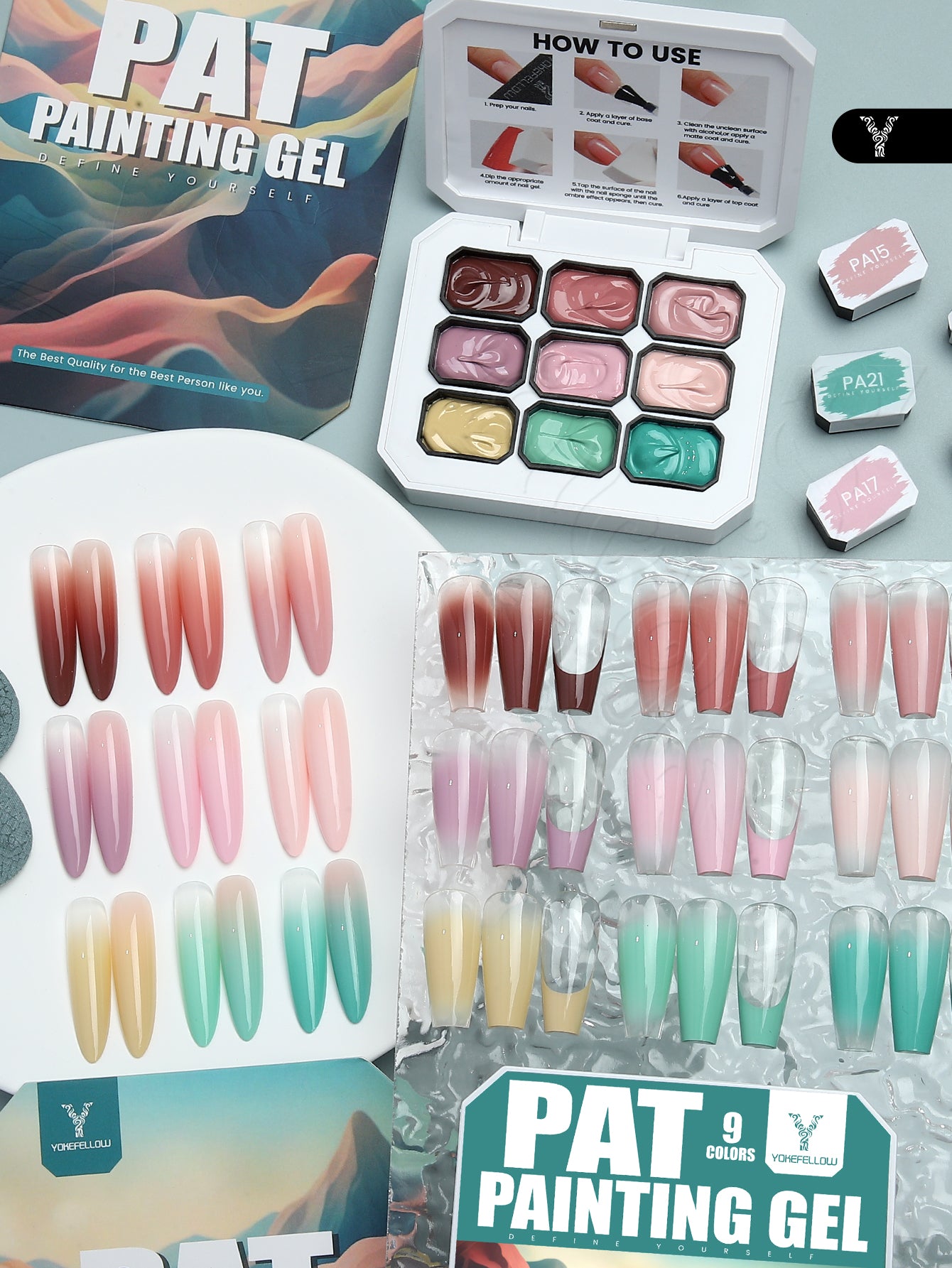 9 Colors Pat Painting Gel Set-9KIT-PAT002