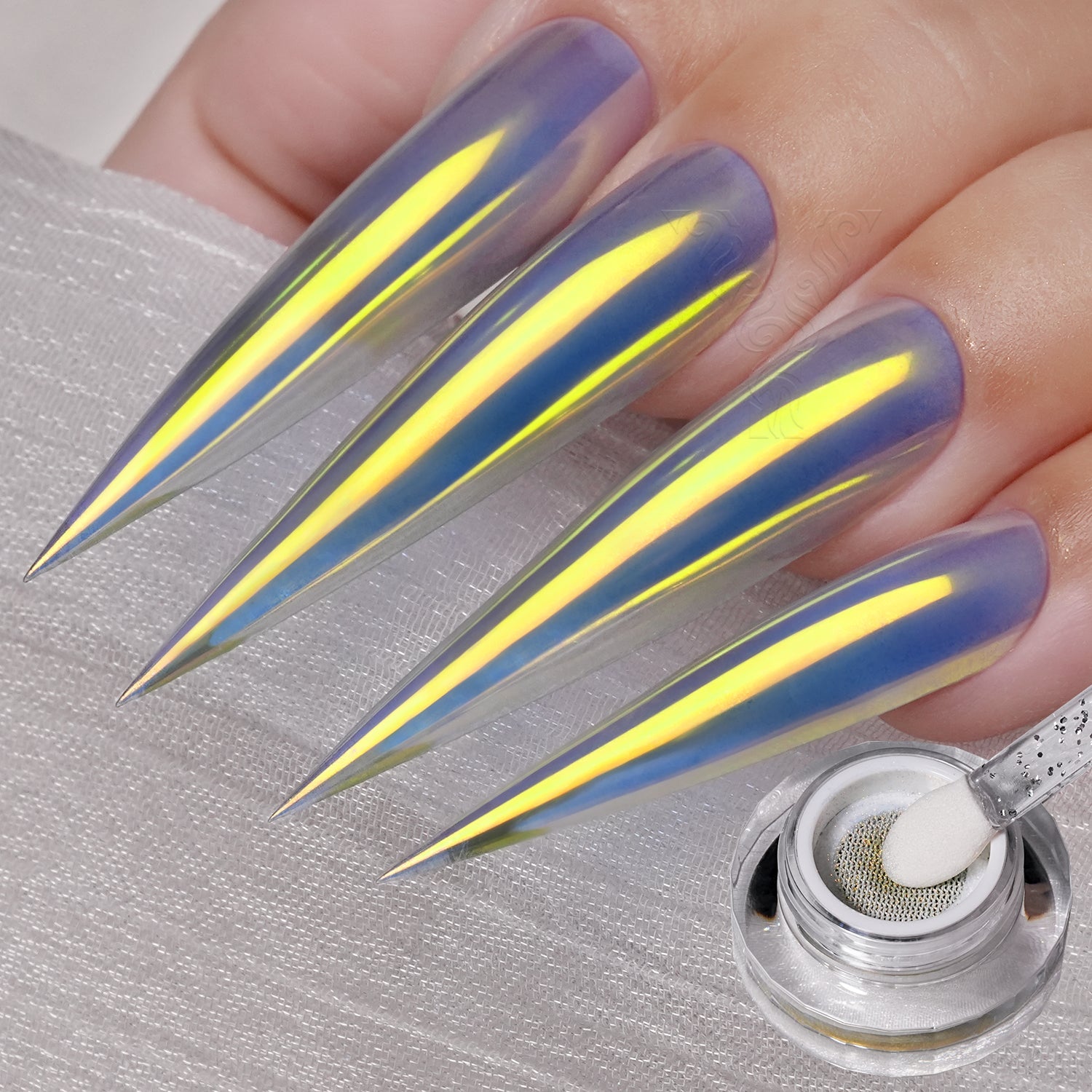GleamTap Cushion Shell Pearl White Chrome Nail Powder-GT213 Shell Pearl