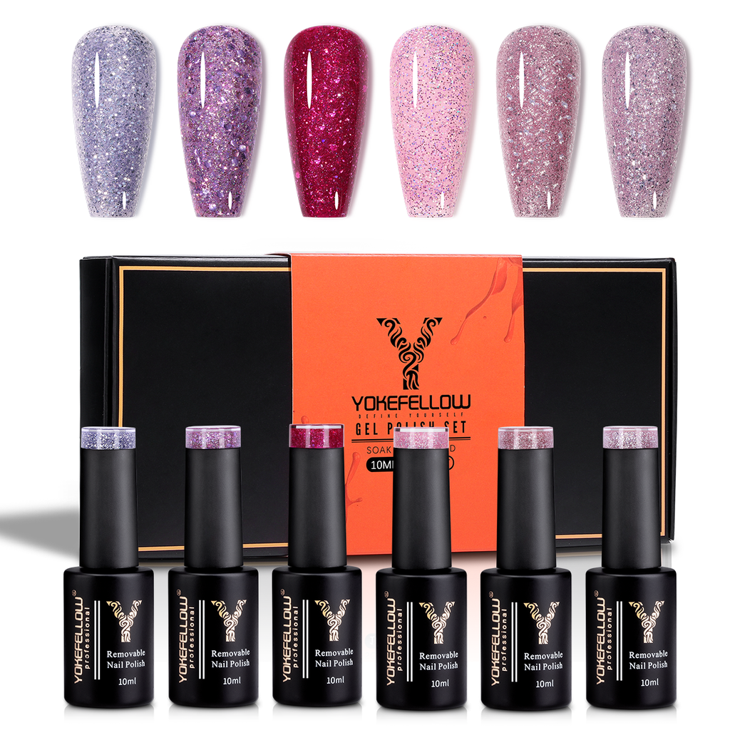 Glitter Series-6 Colors Gel Polish Set - YokefellowBeauty