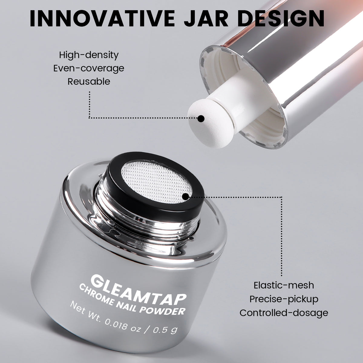 GleamTap Cushion Chrome Nail Powder with Sponges Patting-0.5g-GT111 Afterglow