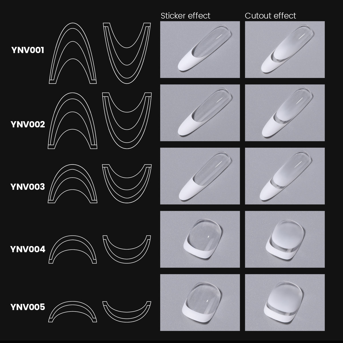 Precision Nail Vinyls 5 Sheets French Tips Stickers-YNV001