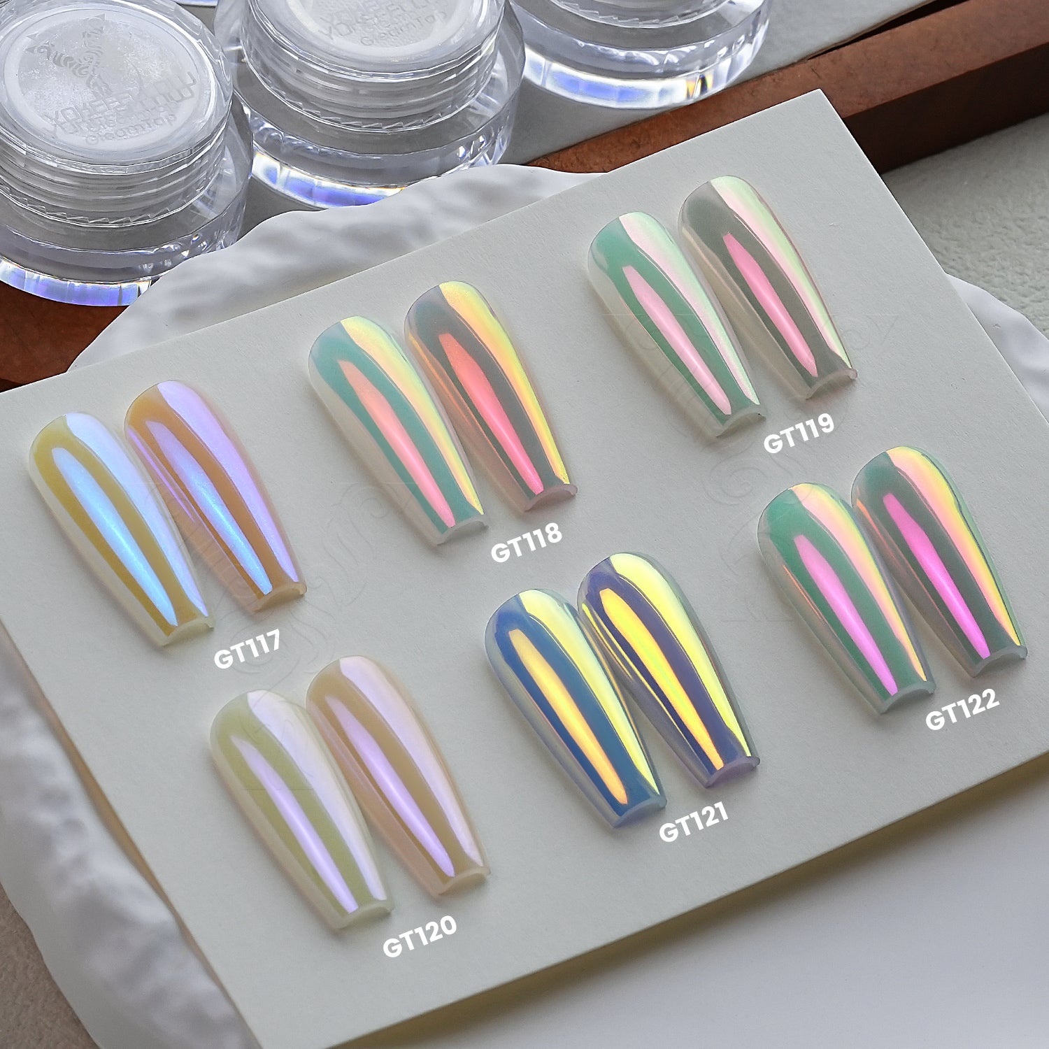 GleamTap Cushion Aurora Chrome Nail Powder Set-GT117-122