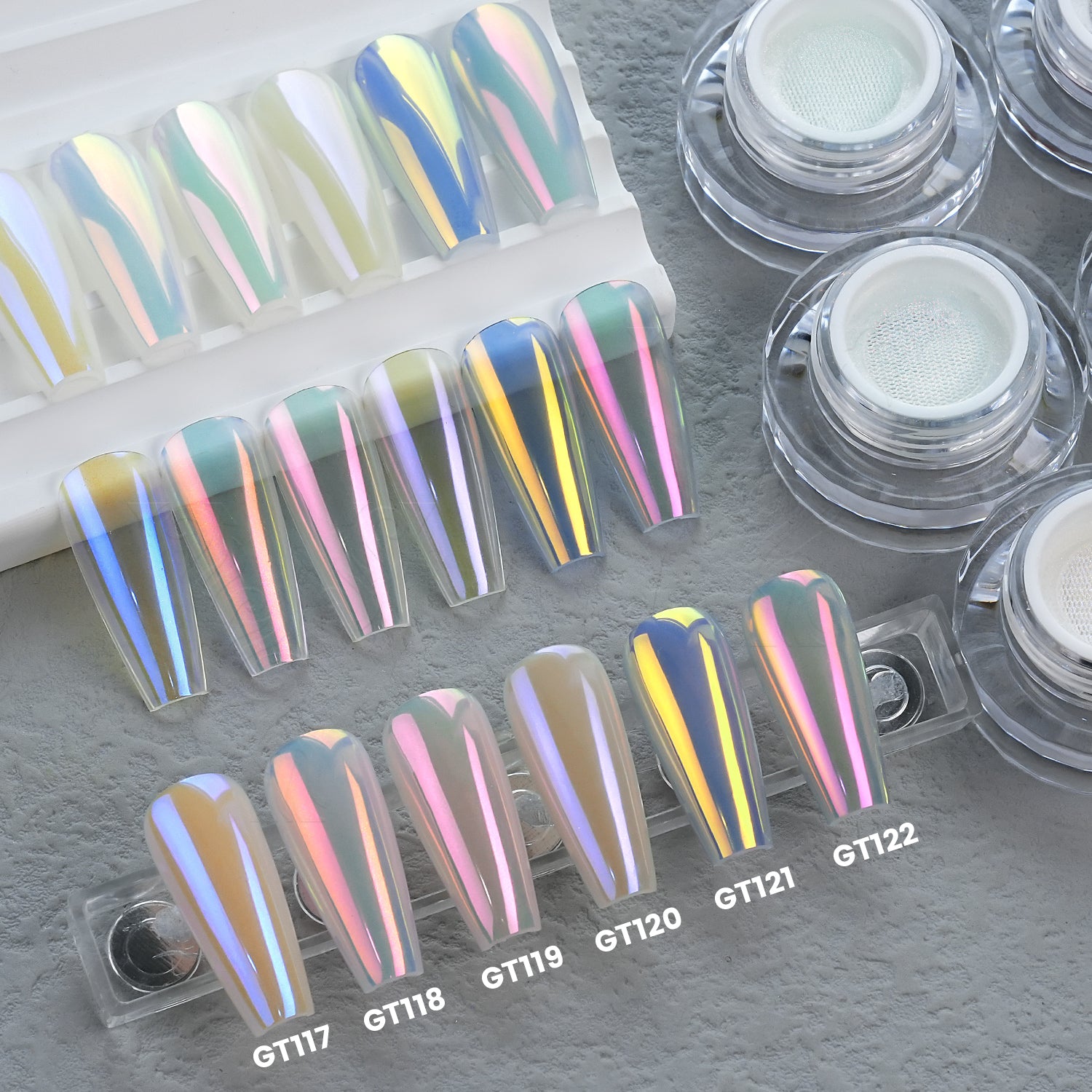 GleamTap Cushion Aurora Chrome Nail Powder Set-GT117-122