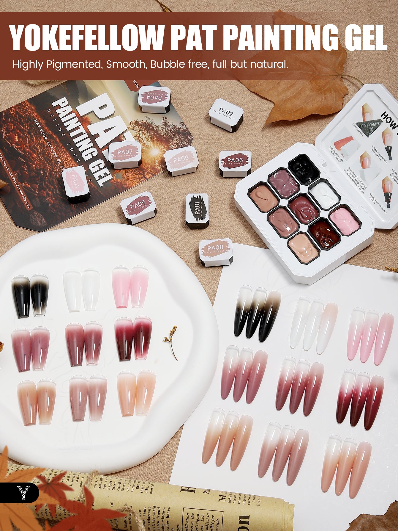 9 Colors Pat Painting Gel Set-9KIT-PAT001