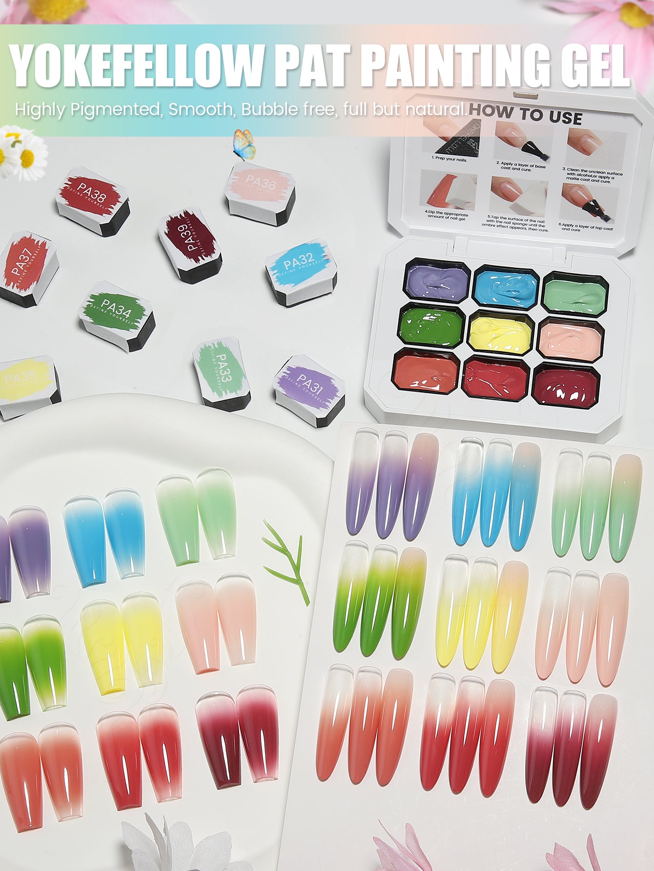 9 Colors Pat Painting Gel Set-9KIT-PAT003