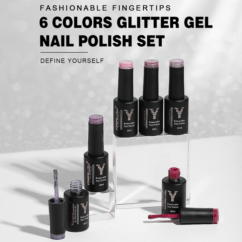 Glitter Series-6 Colors Gel Polish Set - YokefellowBeauty